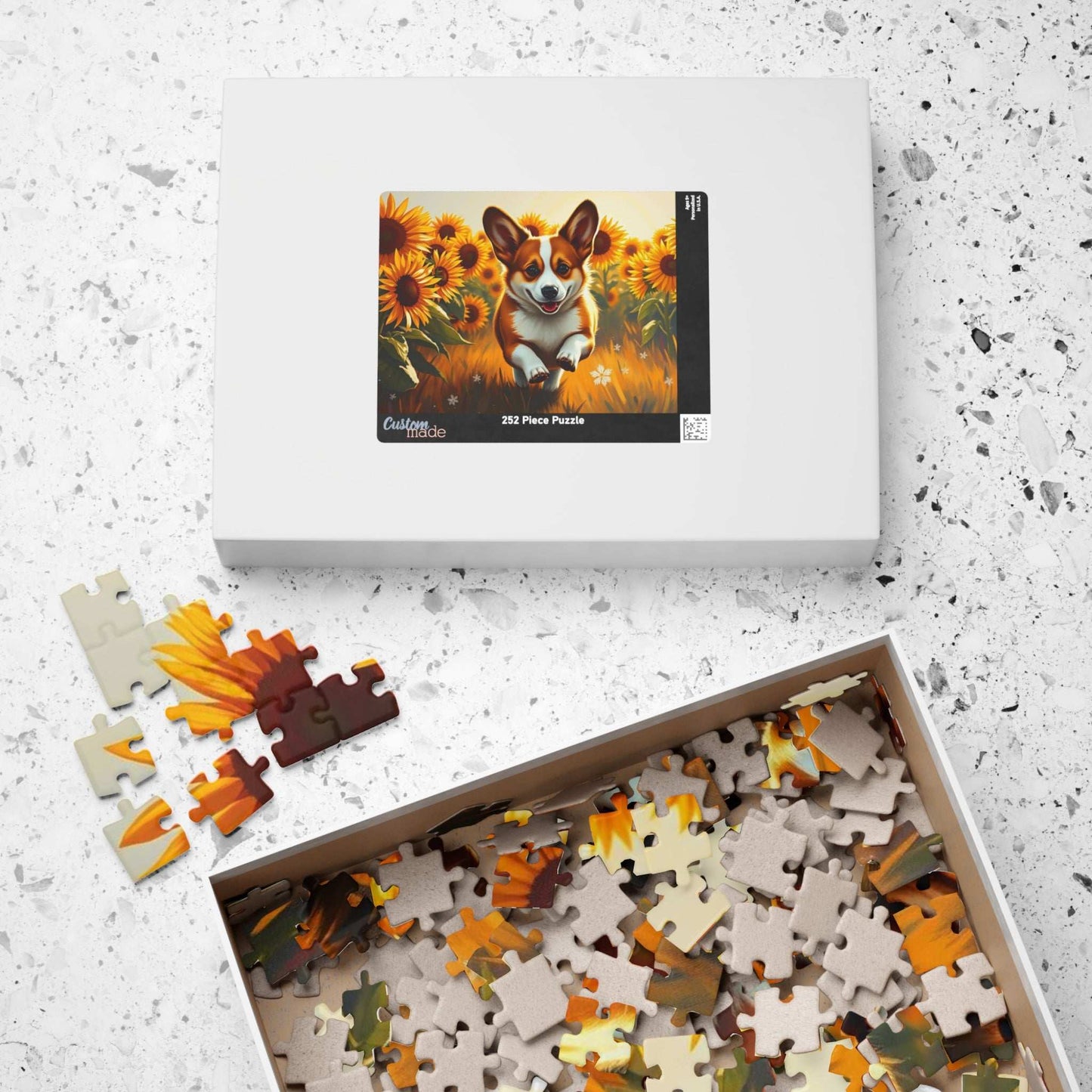 Corgi Sunflower Jigsaw Puzzle - Fun Family Activity, Pet Lover Birthday Holiday Gift for Friends, Home Entertainment Puzzle The Puzzle Chest