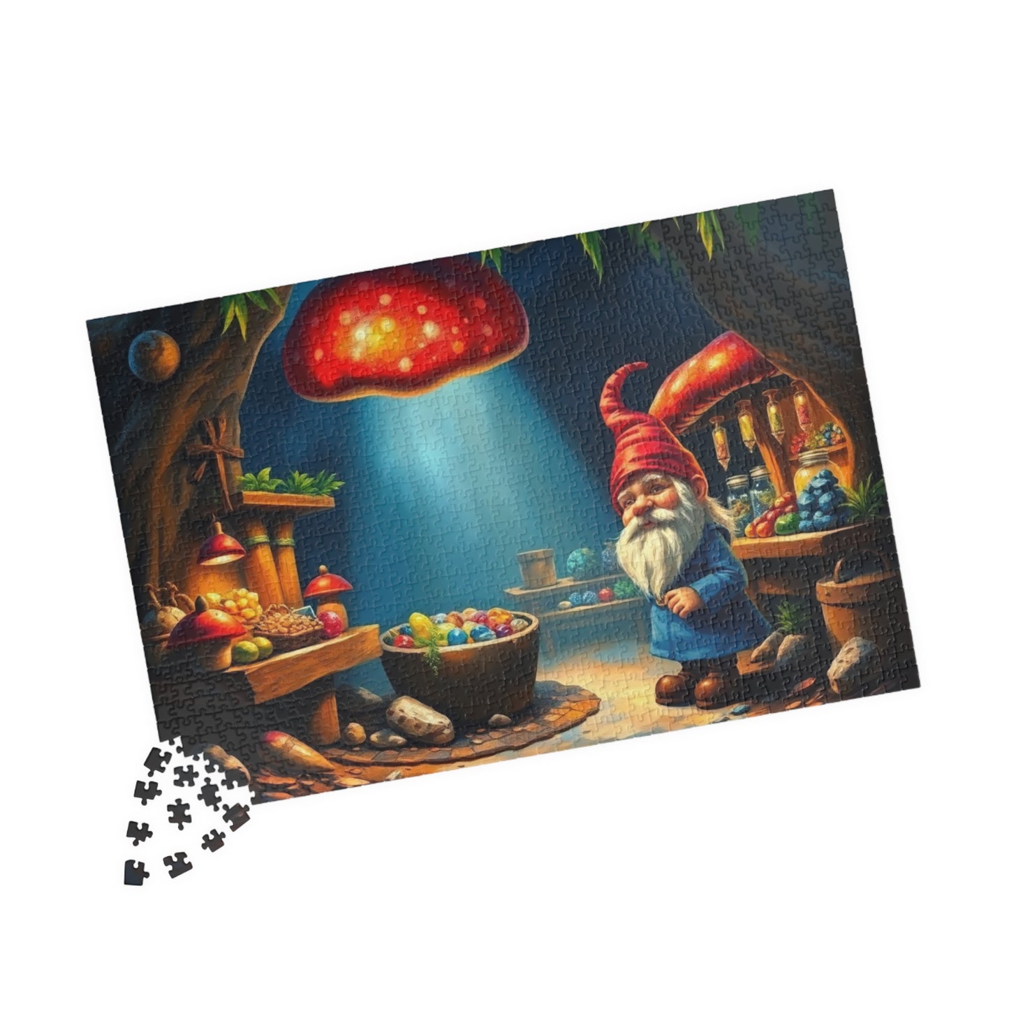 Hidden Mushroom Marketplace Puzzle, Fantasy Willow Tree Gnome Jigsaw Game for Adults and Teens, Puzzle Lover Gift, Mindfulness 1014 pcs (Horizontal) Puzzle The Puzzle Chest