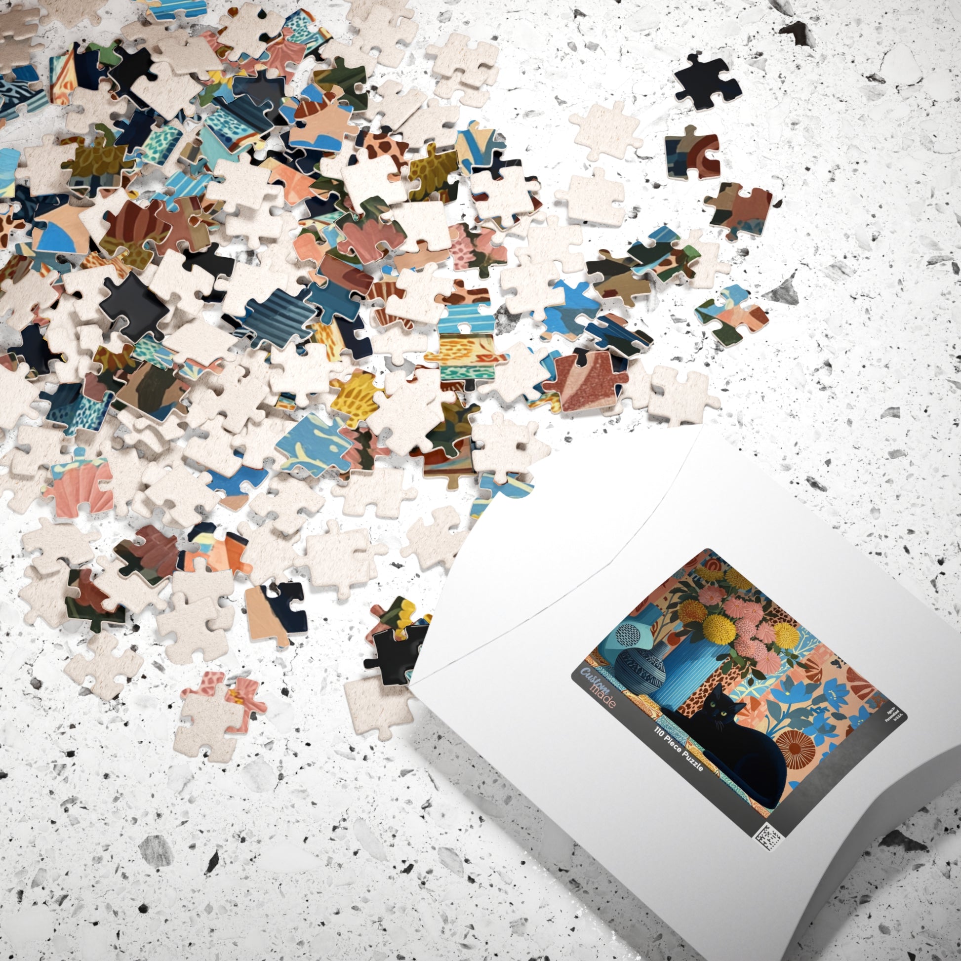 Cat with Blue Vase – Matisse-Inspired Fauvist Kitten Jigsaw Puzzle, Animal Theme Floral Cat Art Puzzle Puzzle The Puzzle Chest