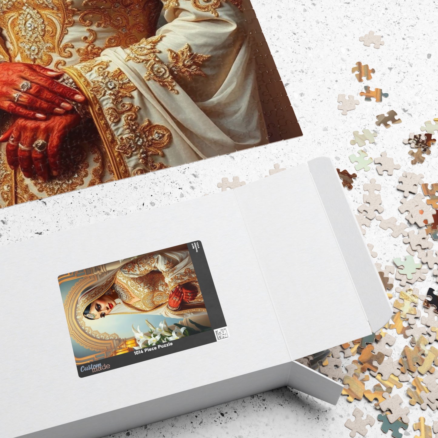 Middle Eastern Bride Puzzle with Gold Ivory Kaftan and Lanterns, Family Friendly Wedding Jigsaw Game, Mindful Activity, Puzzle Lover Gift Puzzle The Puzzle Chest