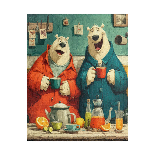 Cartoon Bear Tea Party – Whimsical Cute Animal Jigsaw Puzzle with Adorable Characters Puzzle The Puzzle Chest