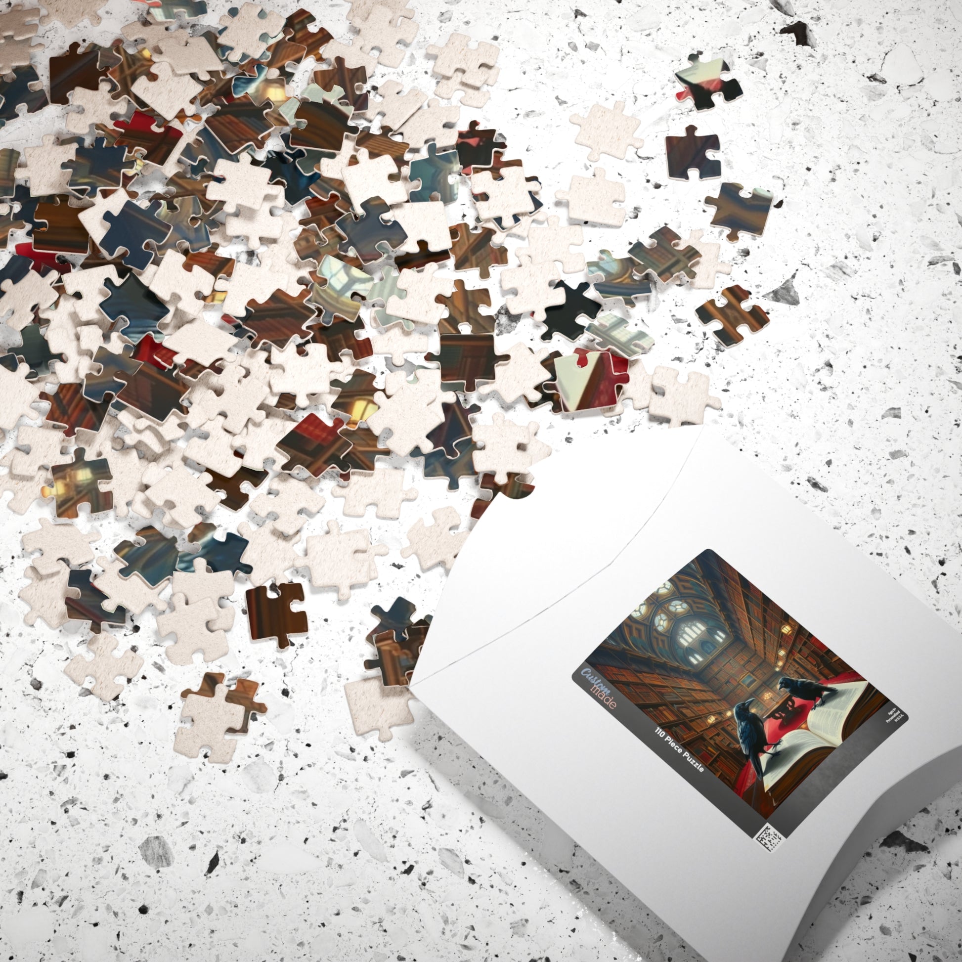 Mystical Library Ravens Puzzle, Book Lover Gift, 110-1014 Piece Jigsaw, Cozy Home Activity, Unique Challenge, Gothic Leisure Entertainment Puzzle The Puzzle Chest