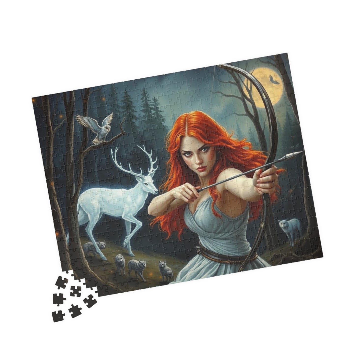 Enchanting Forest Quest Puzzle, Artemis Goddess of the Hunt Jigsaw Game | Whimsical Art, Nature Enthusiast Gift, Family Activity, Cozy Night Puzzle The Puzzle Chest