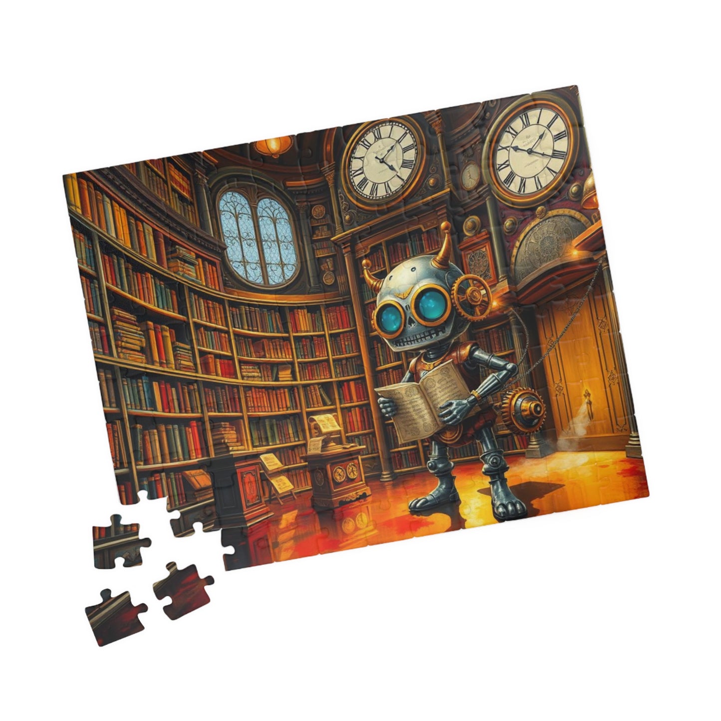 Steampunk Robot Puzzle, Vintage Library Jigsaw Game for Adult Home Entertainment, Holiday Birthday Gift for Puzzle Lover, Family Game Night Puzzle The Puzzle Chest