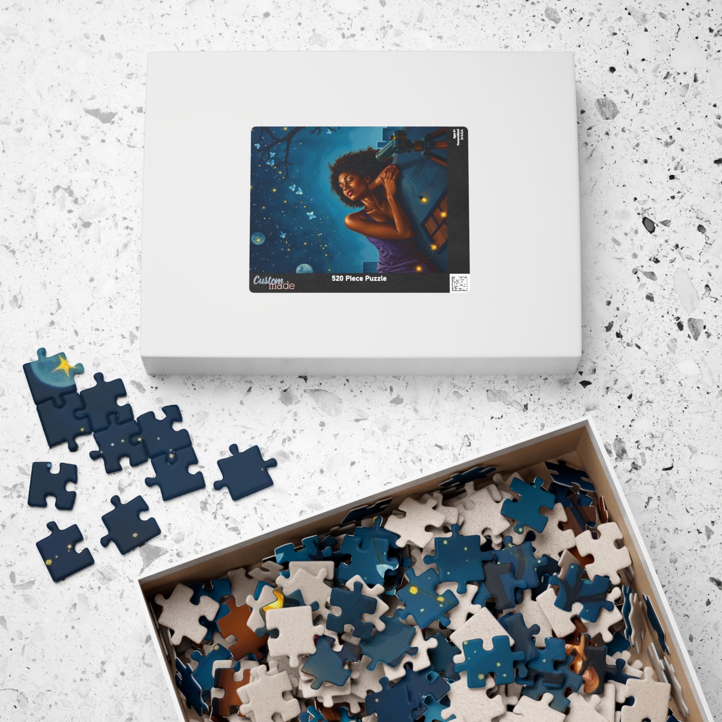 African American Woman Jigsaw Puzzle, Starry Night Scene, Black Art, Black Girl Puzzle, Perfect Gift for Black People, Family or Solo Fun Puzzle The Puzzle Chest