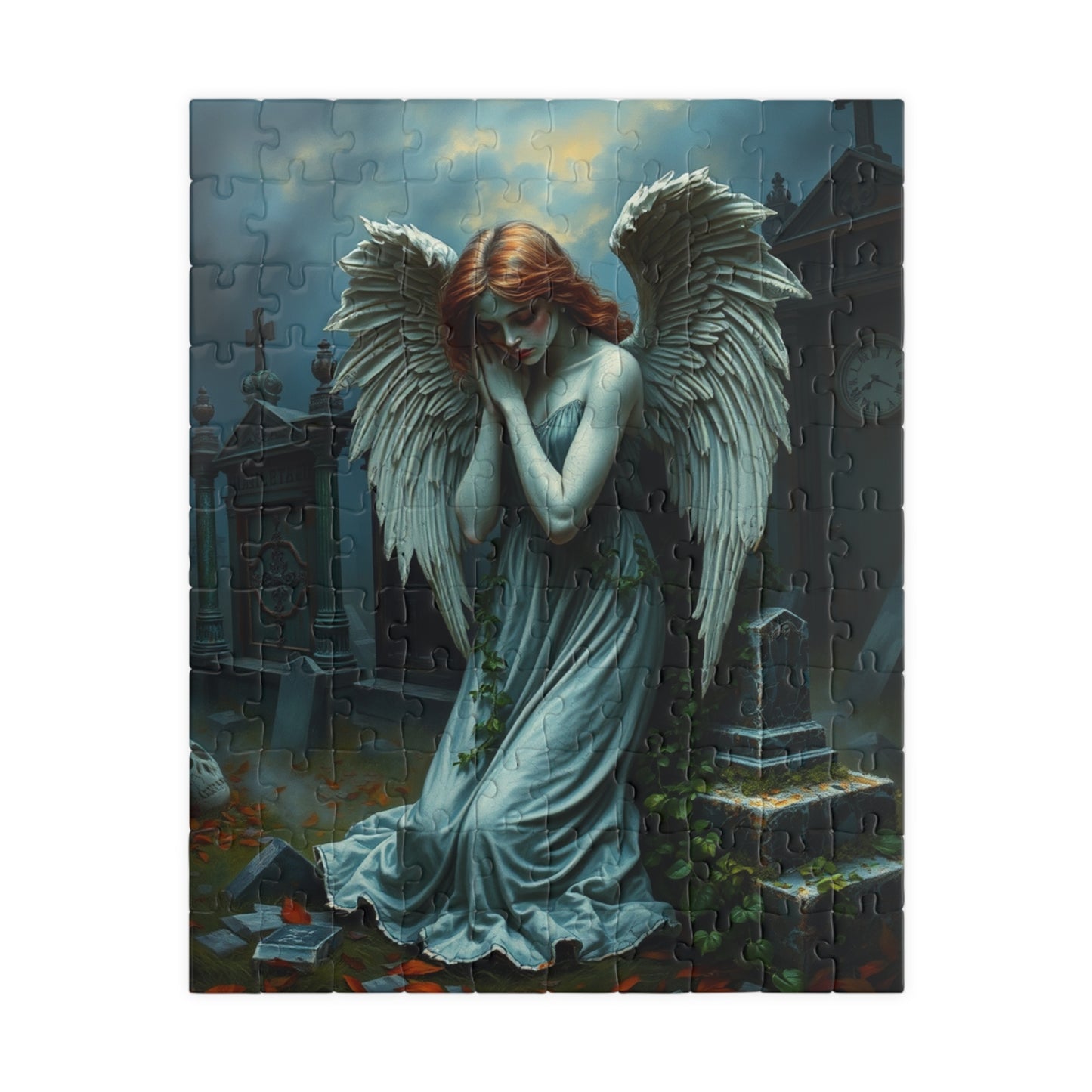 Gothic Angel Statue Puzzle, Mystical Jigsaw Game for Adults, Unique Gift for Puzzle Lovers, Spiritual Art, Perfect for Halloween, Meditation 110 pcs (Vertical) Puzzle The Puzzle Chest
