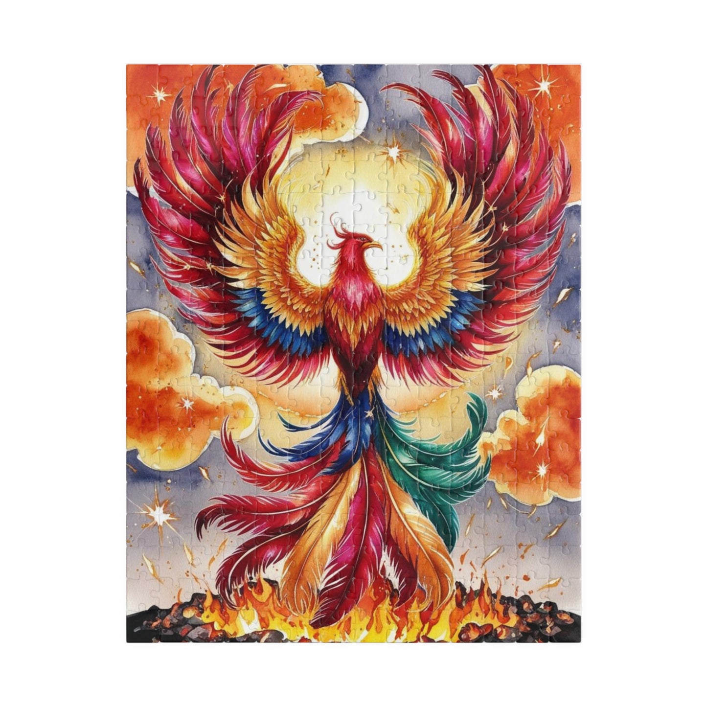 Phoenix Jigsaw Puzzle, Mythical Fire Bird, Folklore Art, Creative Gift for Adults, Birthday, Holiday Fun 252 pcs (Vertical) Puzzle The Puzzle Chest