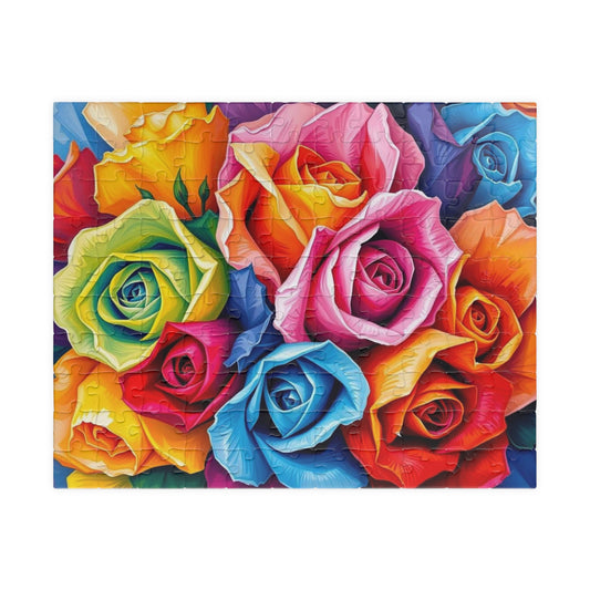 Vibrant Floral Jigsaw Puzzle, Colorful Rose Artwork for Solo Fun or Family Game Nights, Puzzle Lover Gift for Friends, Brain Teaser 110 pcs (Horizontal) Puzzle The Puzzle Chest