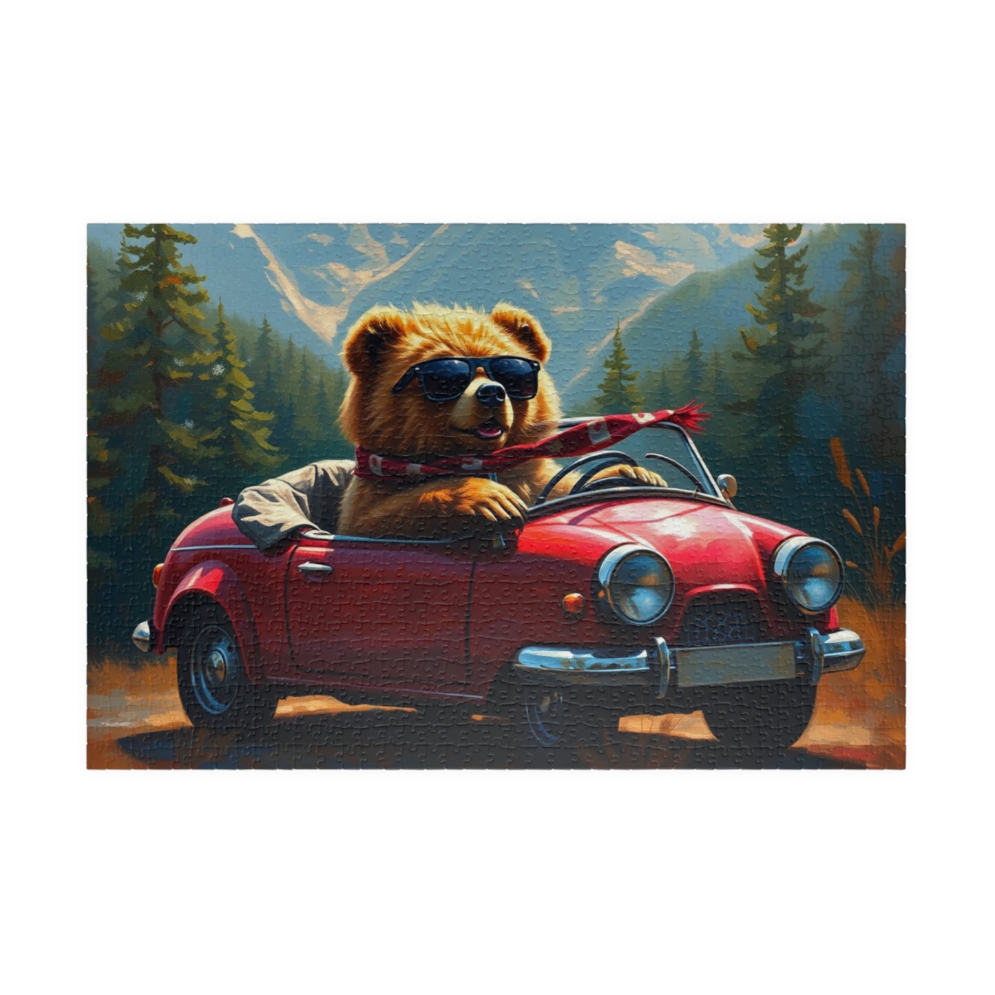Adventurous Bear Jigsaw Puzzle for Adults, Fun Family Game Night, Mountain View Scenic Puzzle Artwork, Animal Lover Gift for Friend 1014 pcs (Horizontal) Puzzle The Puzzle Chest