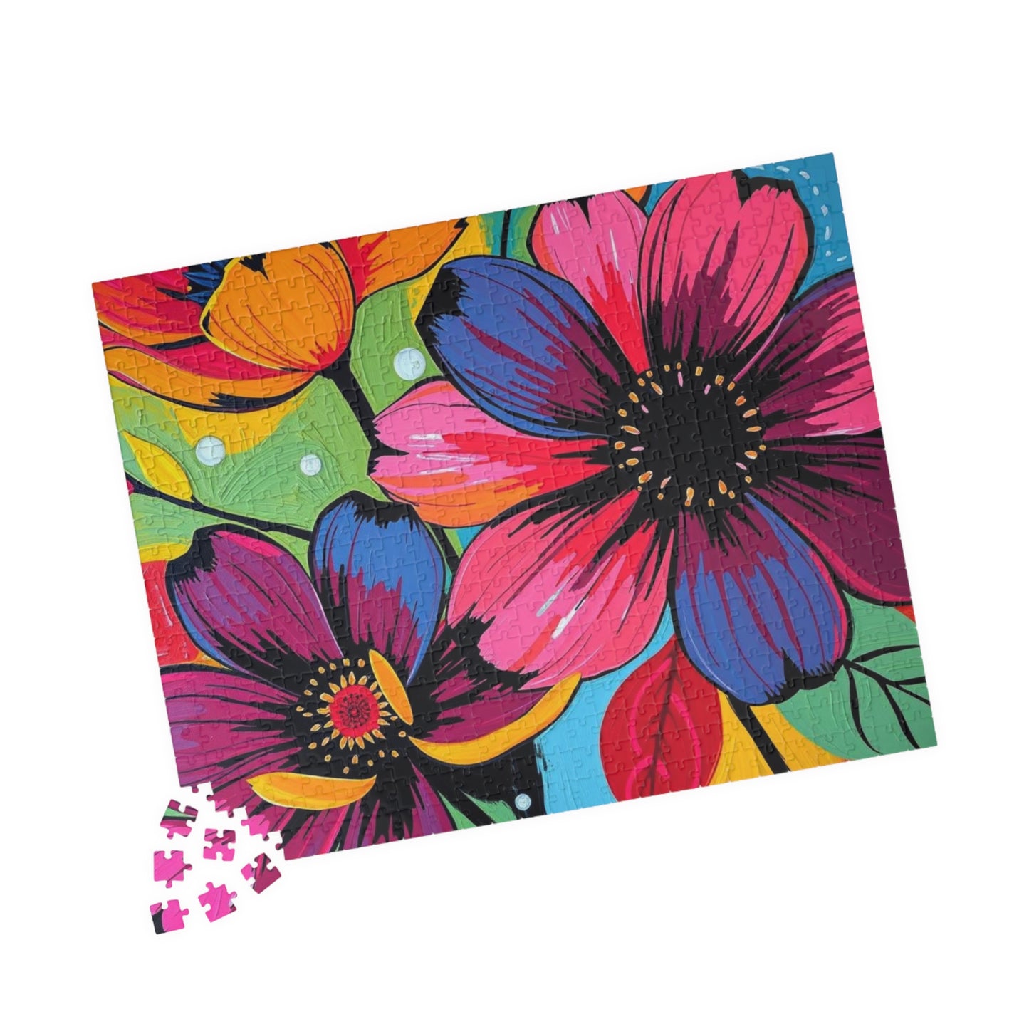 Floral Art Puzzle, Colorful Flower Jigsaw for Relaxation, Gift for Puzzlers, Home Entertainment, Fun Family Activity, Mindful Brain Teaser Puzzle The Puzzle Chest