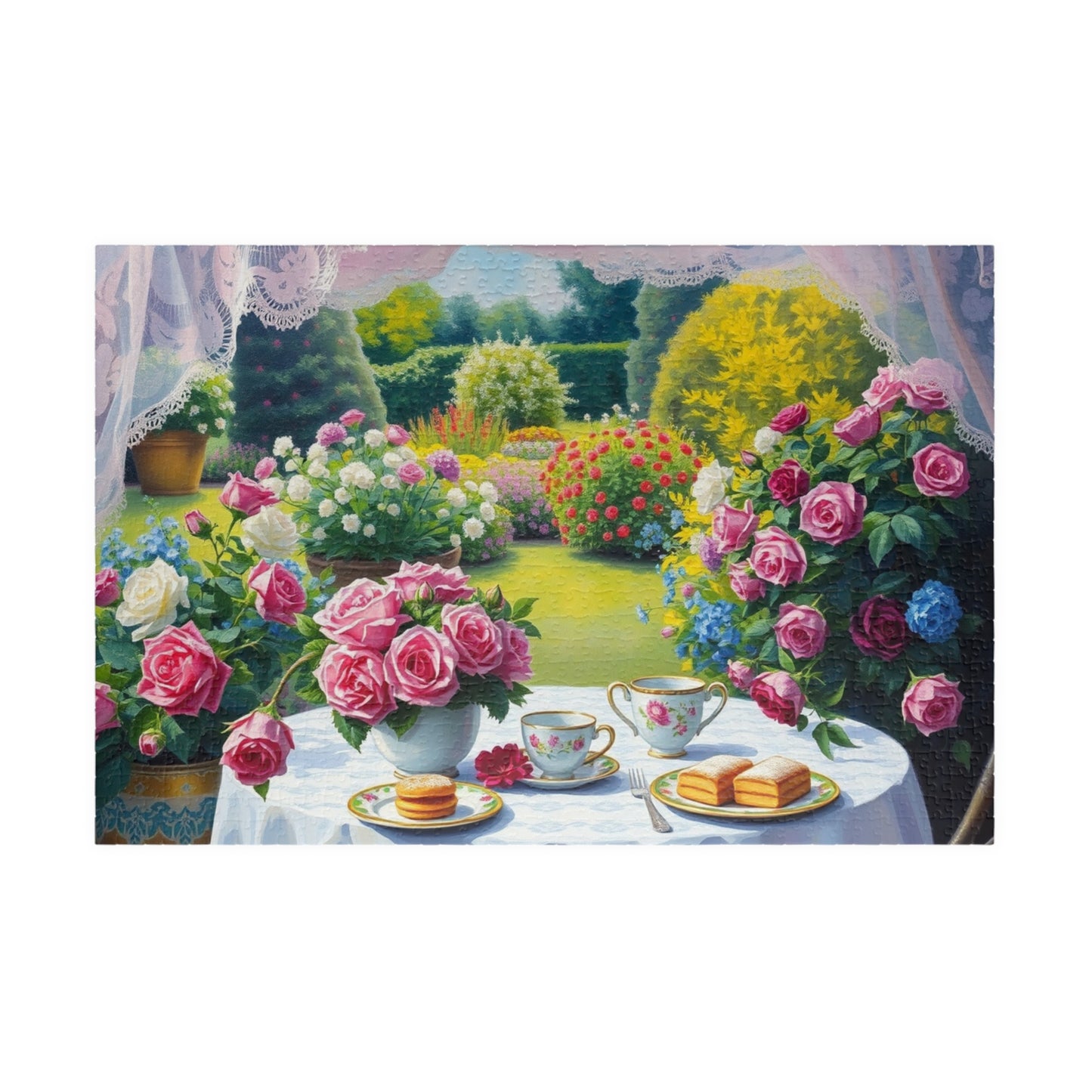 Charming Garden Scene Puzzle, Floral Flower Jigsaw Game, Creative Family Activity, Friend Gift for Garden Lover, Brain Teaser for Seniors 1014 pcs (Horizontal) Puzzle The Puzzle Chest