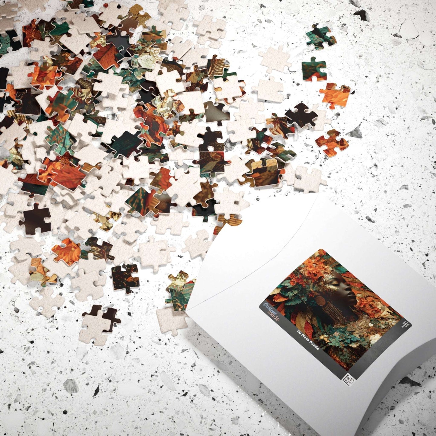 African American Cultural Heritage Jigsaw Puzzle - Afrocentric Black Woman Portrait with Earth Tones Puzzle The Puzzle Chest