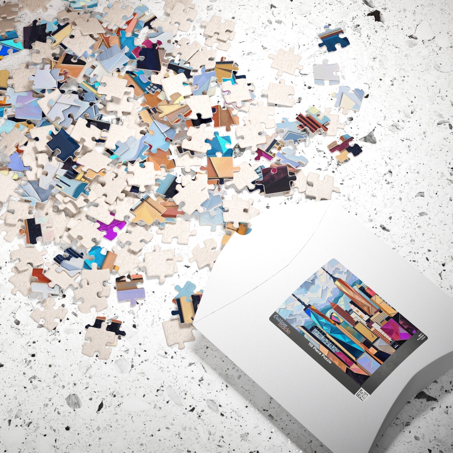 Abstract Cityscape Jigsaw Puzzle - Geometric Shapes Iridescent Colors Puzzle The Puzzle Chest