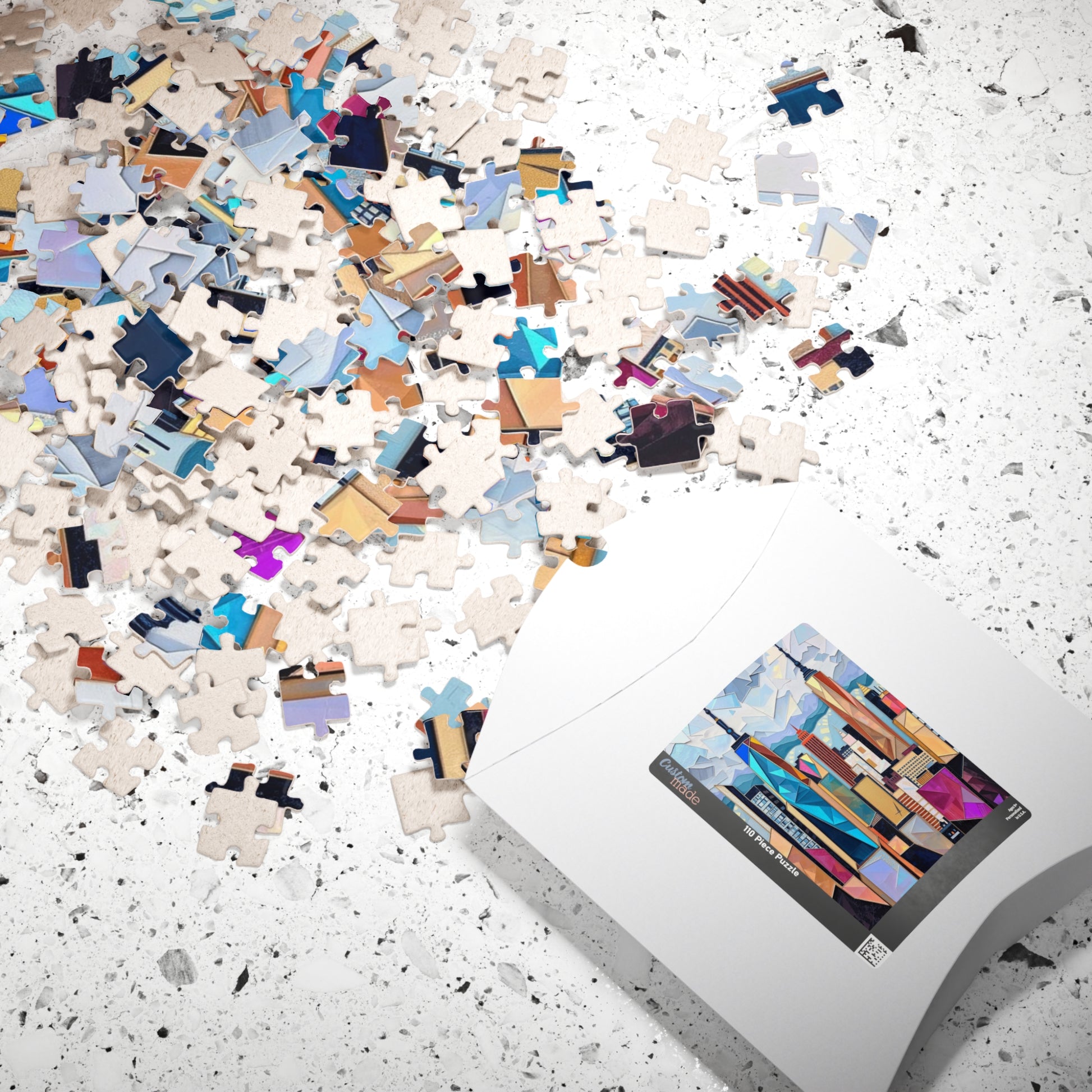 Abstract Cityscape Jigsaw Puzzle - Geometric Shapes Iridescent Colors Puzzle The Puzzle Chest