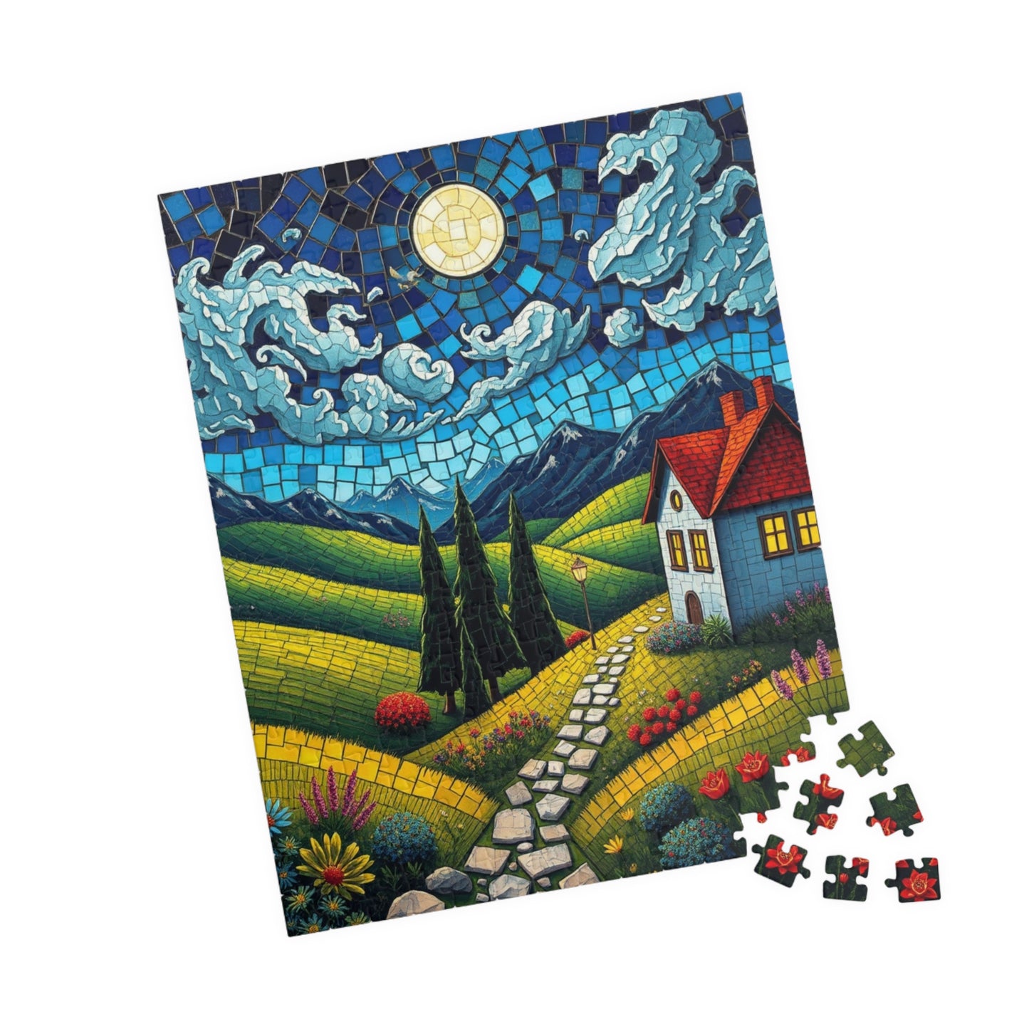 Mosaic Puzzle, Charming Landscape Whimsical Mosaic Tile, Adult Jigsaw Game Toy, Family Fun, Stress Relief Activity, Home Decor, Brain Teaser Puzzle The Puzzle Chest