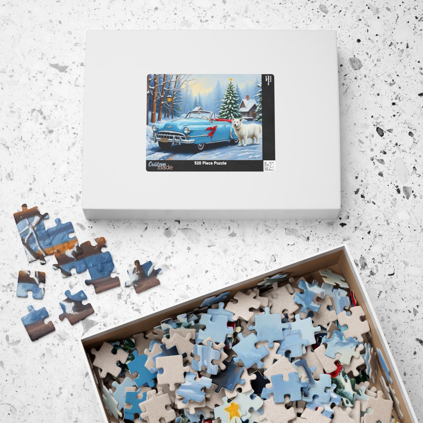 Evergreen Lane Jigsaw Puzzle - Vintage Car and Dog Scene, Holiday Gift for Friends, Family Activity, Christmas Cozy Indoor Fun Art Piece Puzzle The Puzzle Chest