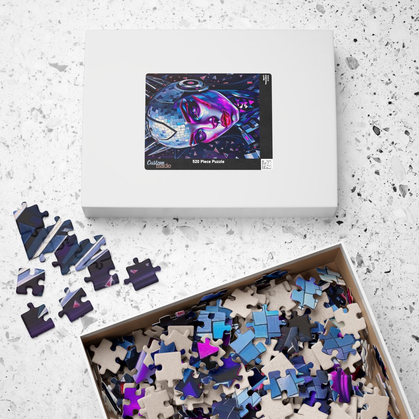 Mosaic Portrait Cybernetic Woman Puzzle, Cyberpunk Female Futuristic Art Jigsaw Game, Puzzle Lover Gift, Brain Teaser, Solo or Family Fun Puzzle The Puzzle Chest