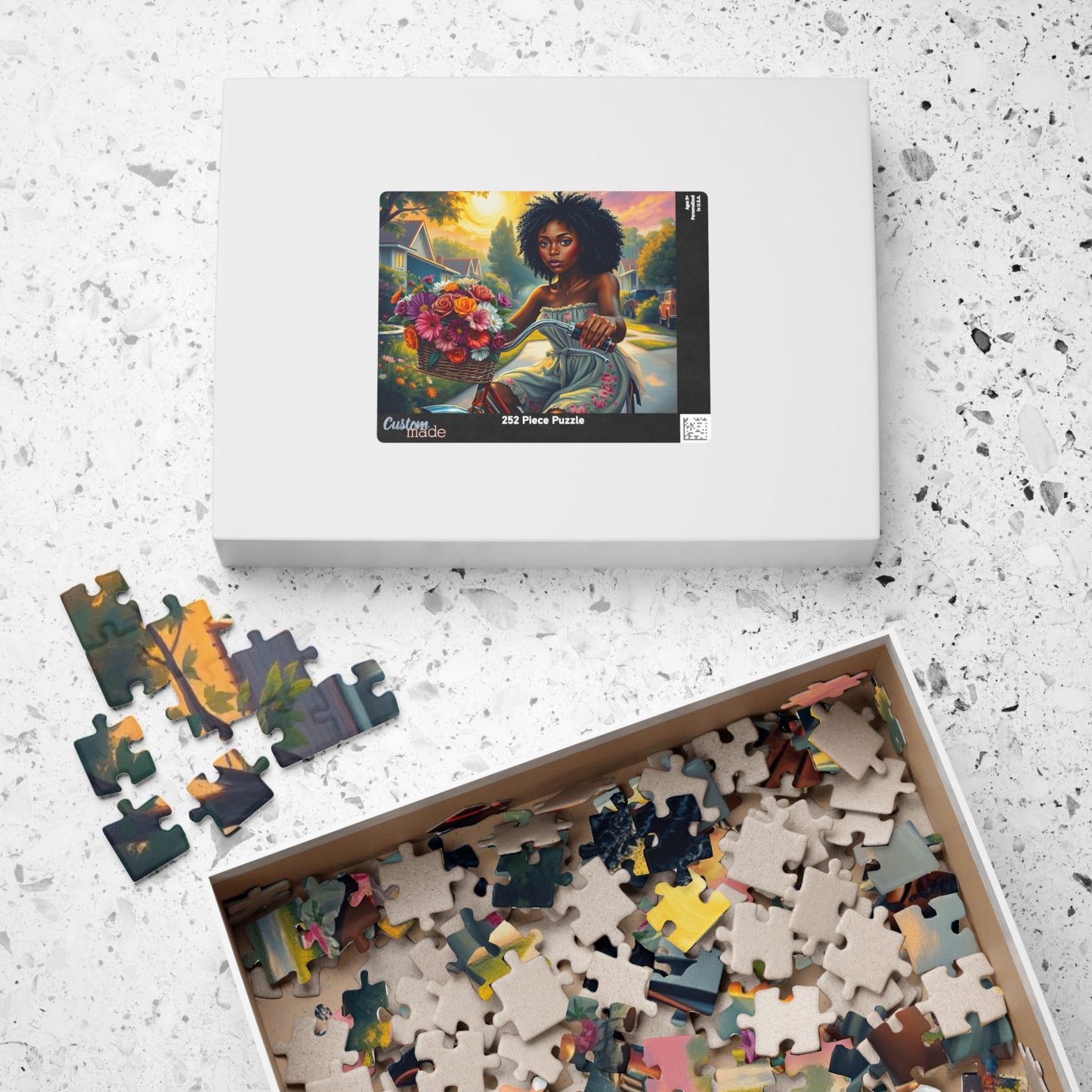 African American Jigsaw Puzzle, Black Woman Bicycle Scene Jigsaw Game, Black Art for Family Fun, Gift for Her, Perfect for Puzzle Enthusiast Puzzle The Puzzle Chest