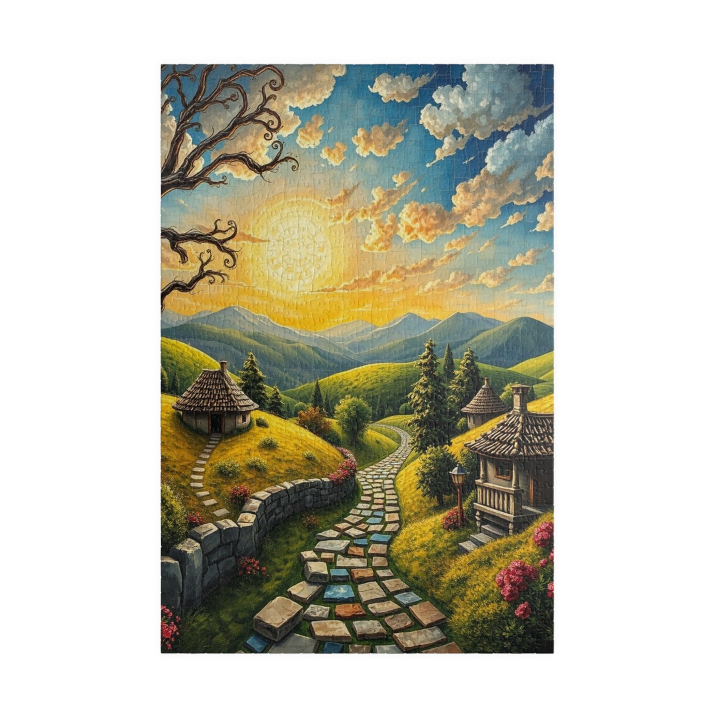 Scenic Mosaic Landscape Puzzle, 110-1014 Piece Jigsaw, Game Night Fun, Collectible Art, Family Activity Solo Fun, Gift for Puzzle Lovers 1014 pcs (Vertical) Puzzle The Puzzle Chest