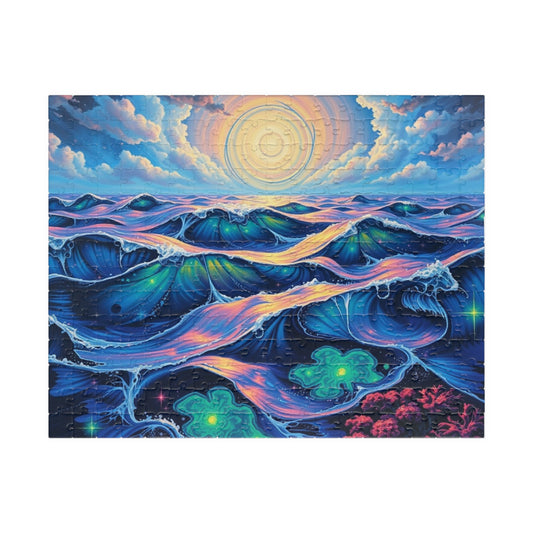 Colorful Ocean Waves Jigsaw Puzzle, Beautiful Art Puzzle for Adults, Family Game Night or Solo Fun, Best Unique Holiday Puzzle Lover Gift 252 pcs (Horizontal) Puzzle The Puzzle Chest