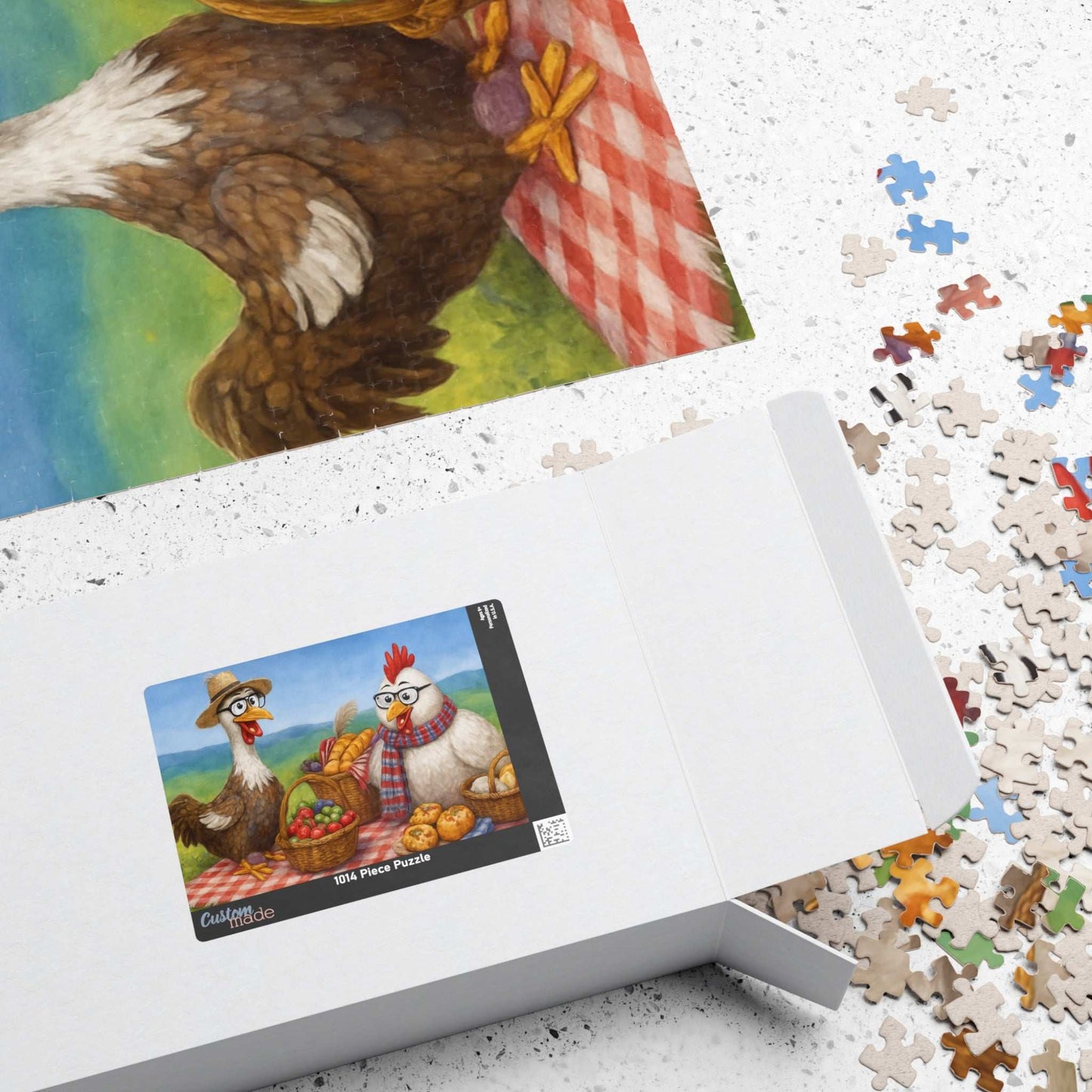 Farmyard Friends Jigsaw Puzzle - Chicken Picnic Scene, Perfect for Family Game Night, Cozy Evenings, Solo Fun, Holiday Birthday Gifts Puzzle The Puzzle Chest