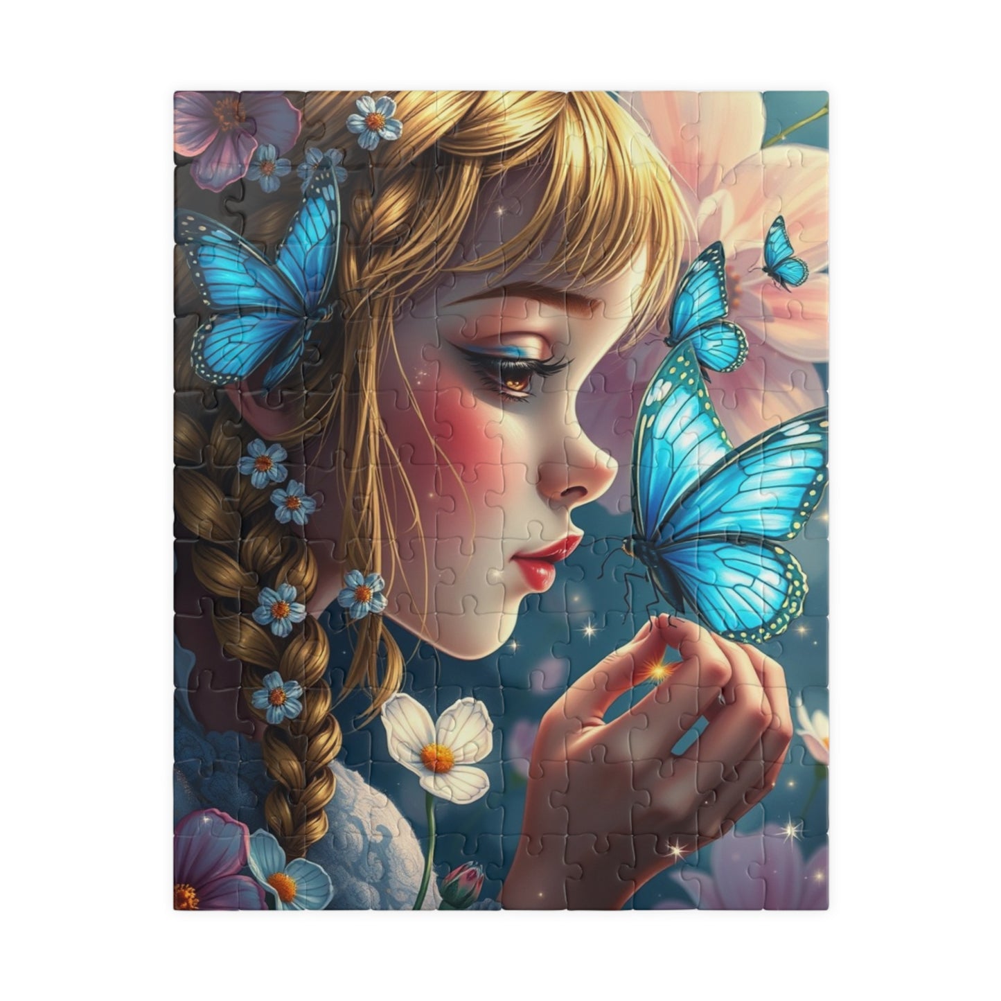 Jigsaw Puzzle Woman and Blue-winged Butterfly, Whimsical Illustration, Mindfulness Activity Relaxing Hobby, Home Entertainment, Brain Teaser 110 pcs (Vertical) Puzzle The Puzzle Chest