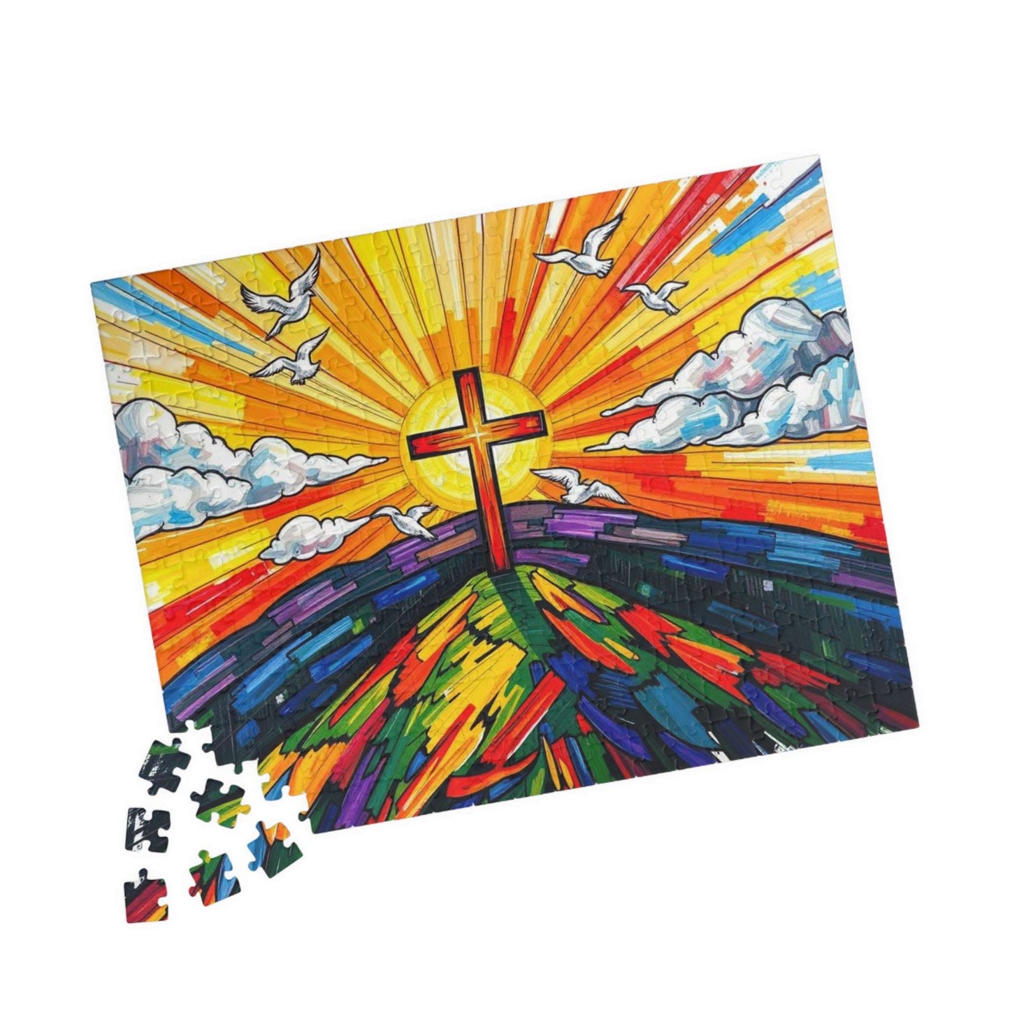 Faith-Inspired Cross Jigsaw Puzzle for Spiritual Reflections, Family Game Nights, Holiday Birthday Gift for Christians, Brain Teaser 252 pcs (Horizontal) Puzzle The Puzzle Chest