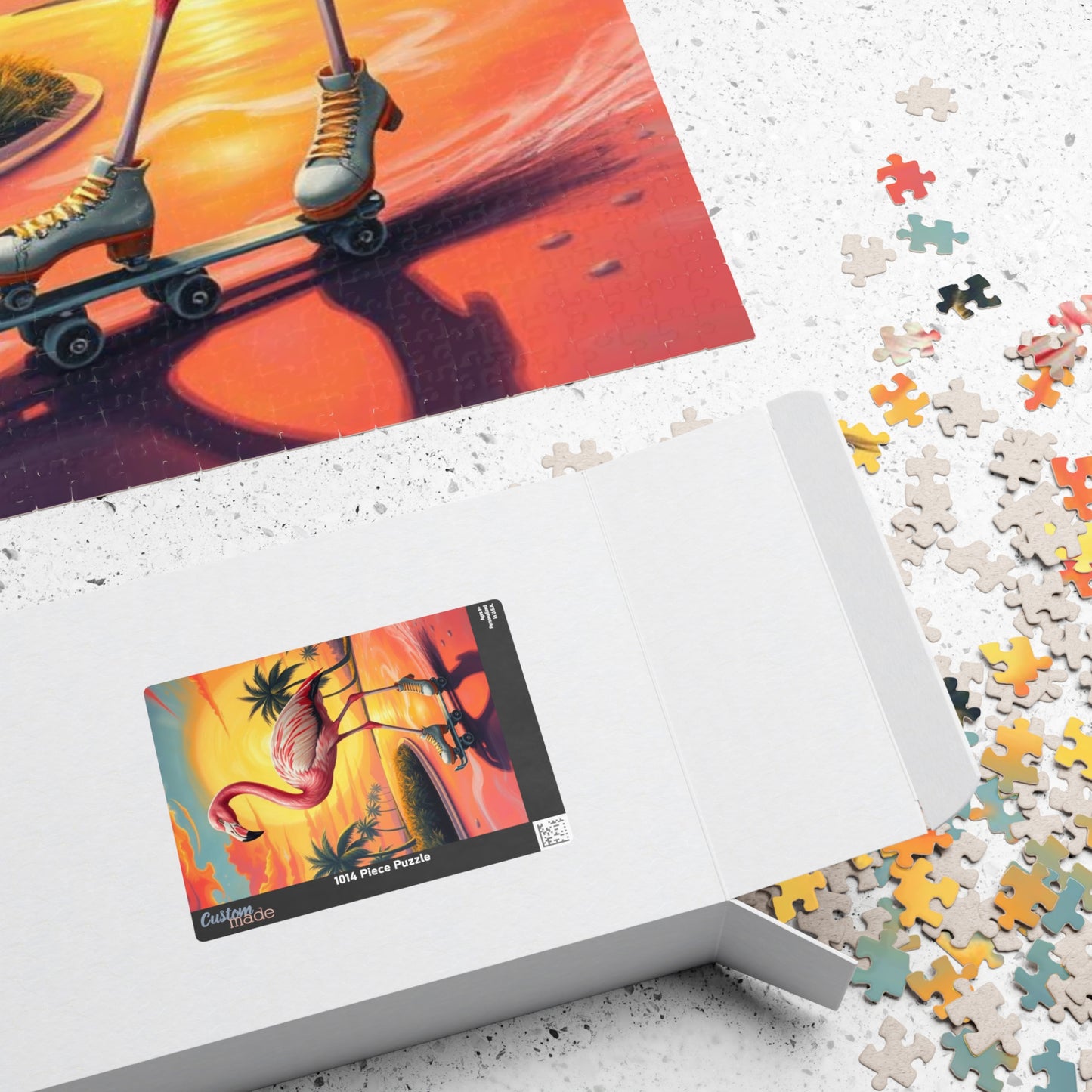 Retro Flamingo Skateboarding Puzzle, Pop Art Jigsaw Game, Fun Indoor Activity, Gift for Puzzle Lover, Family Game Night, Unique Brain Teaser Puzzle The Puzzle Chest