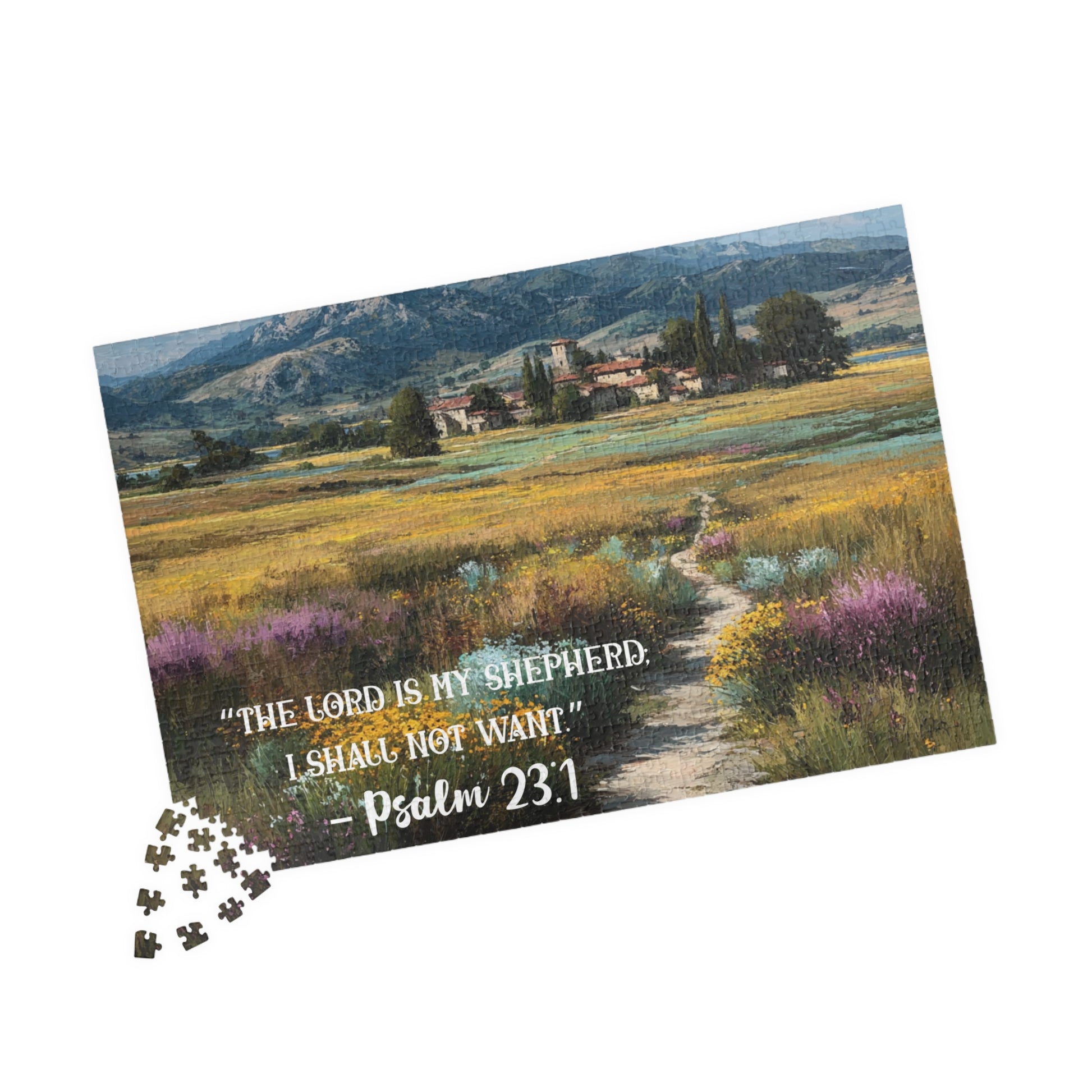 The Shepherd’s Meadow – Faithful Heart Jigsaw Puzzle, Inspirational Game, Biblical Quote Psalm 23:1 Faith-Based Gift 1014 pcs (Horizontal) Puzzle The Puzzle Chest