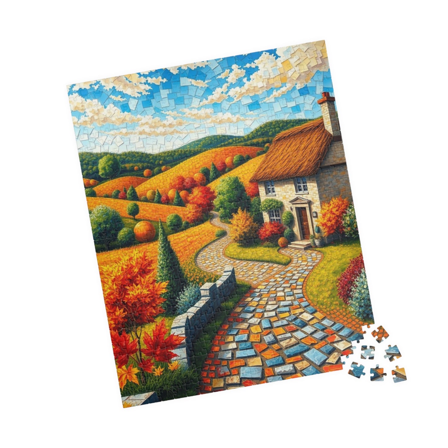 Autumn Landscape Mosaic Puzzle - 110/252/520/1014-Piece, Ideal for Family Game Night, Cozy Fall Decor, Nature Lover Gift, Relaxing Activity Puzzle The Puzzle Chest