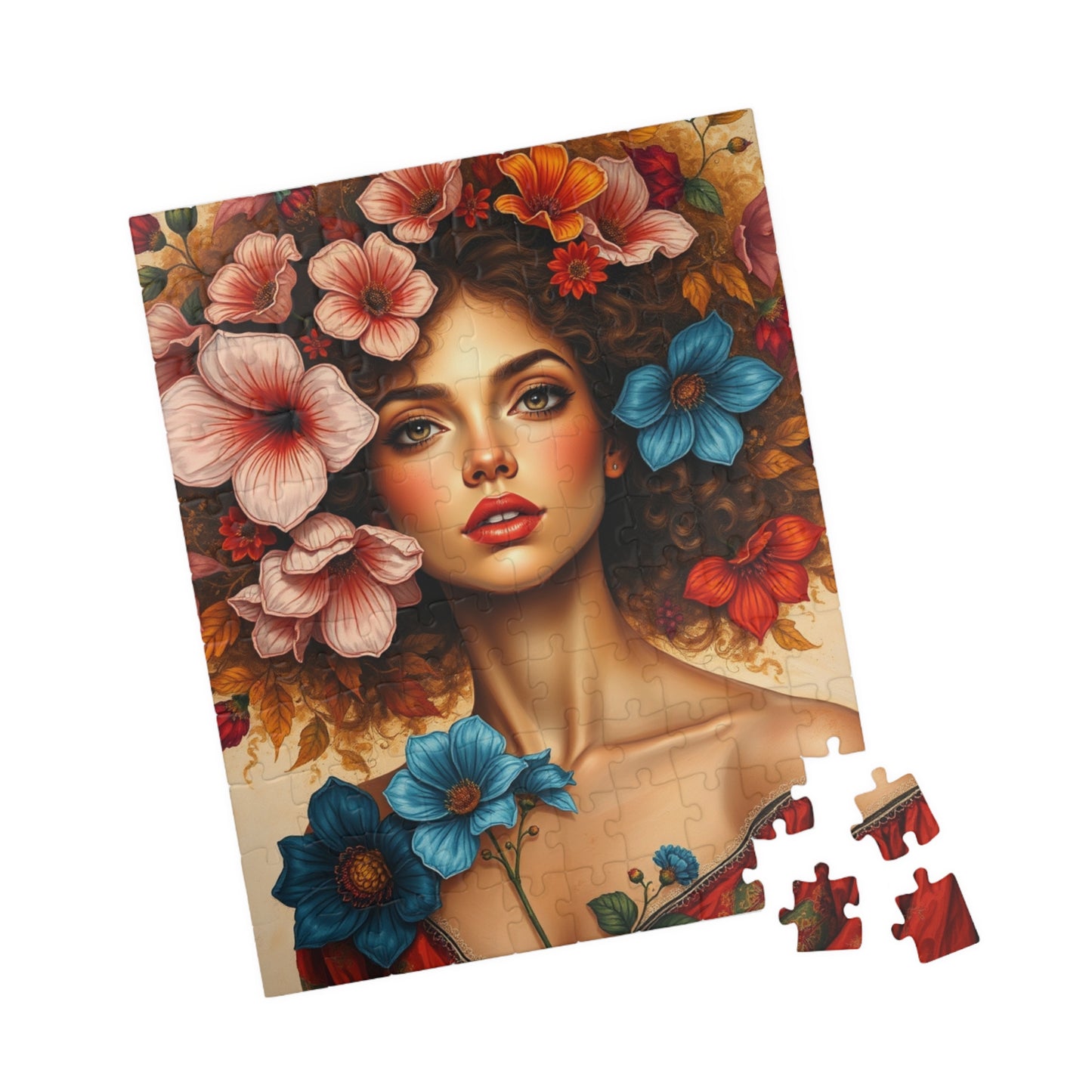 Floral Woman Puzzle, Portrait Art Jigsaw Puzzle for Adults, Unique Gift for Friends, Home Entertainment, Mindfulness Game, Relaxing Activity Puzzle The Puzzle Chest