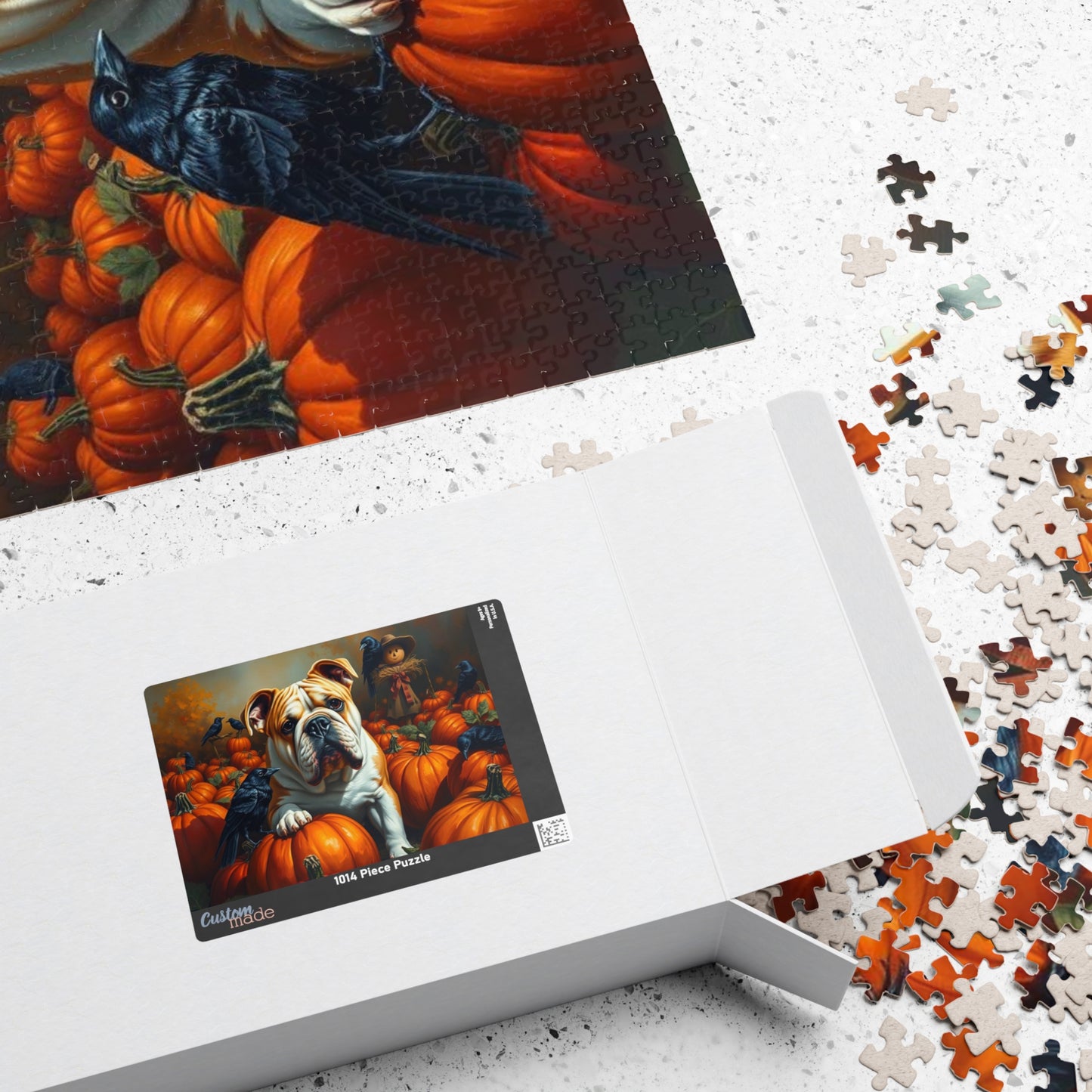 Autumn Pumpkin Dog Puzzle, Fall Bulldog Jigsaw Game for Dog Lover Gift, Family Game Night, Halloween Fun, Thanksgiving Activity Brain Teaser Puzzle The Puzzle Chest