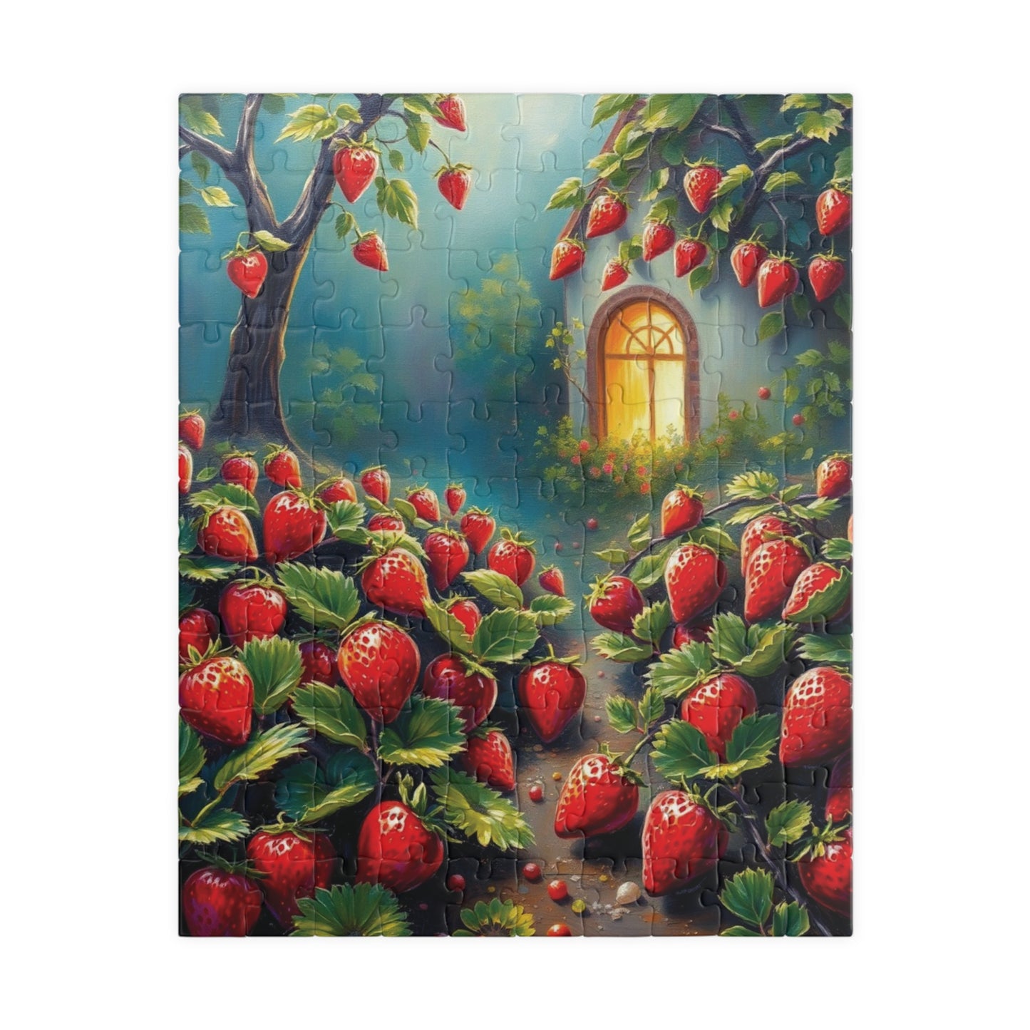 Puzzle, Charming Strawberry Patch, Mystical Environment, Jigsaw, Brain Teaser, Relaxation Activity, Stress Relief, Family Fun 110 pcs (Vertical) Puzzle The Puzzle Chest