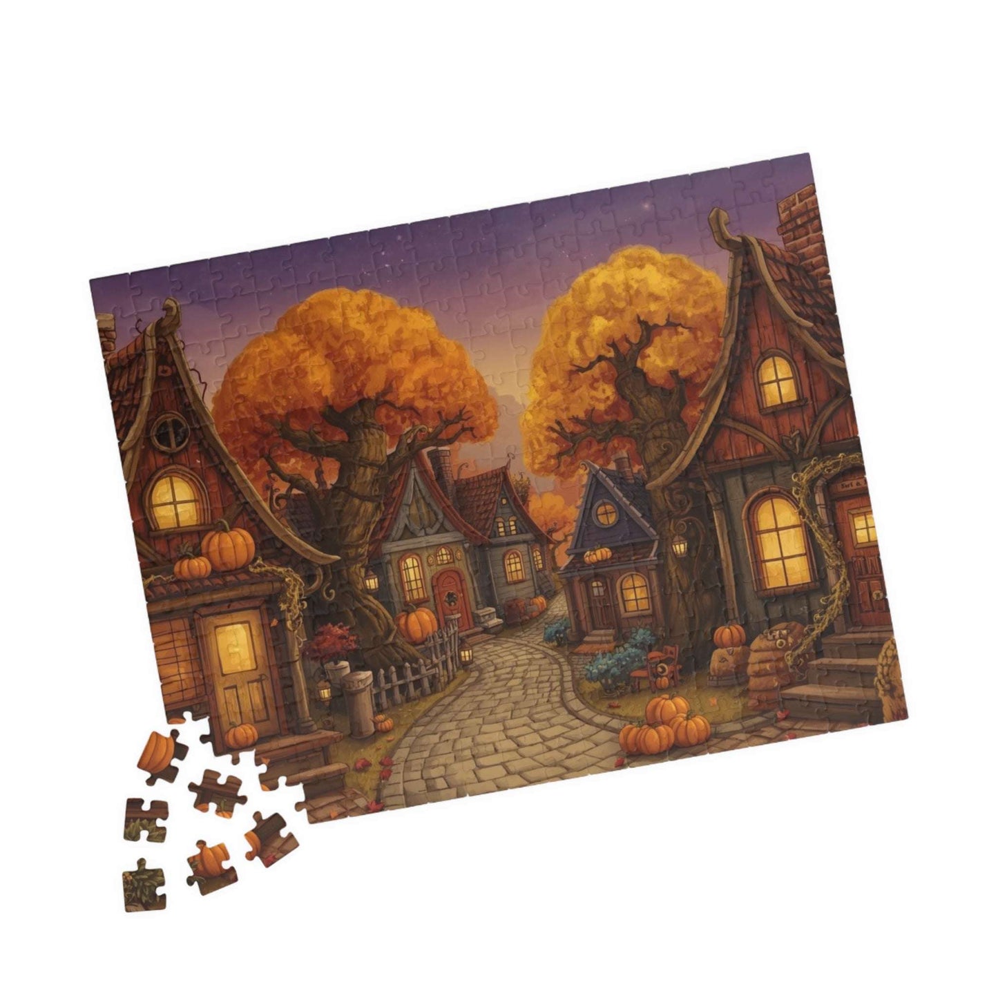 Harvest Hollow Autumn Village Puzzle - Fall Town Scene Jigsaw Game 252 pcs (Horizontal) Puzzle The Puzzle Chest