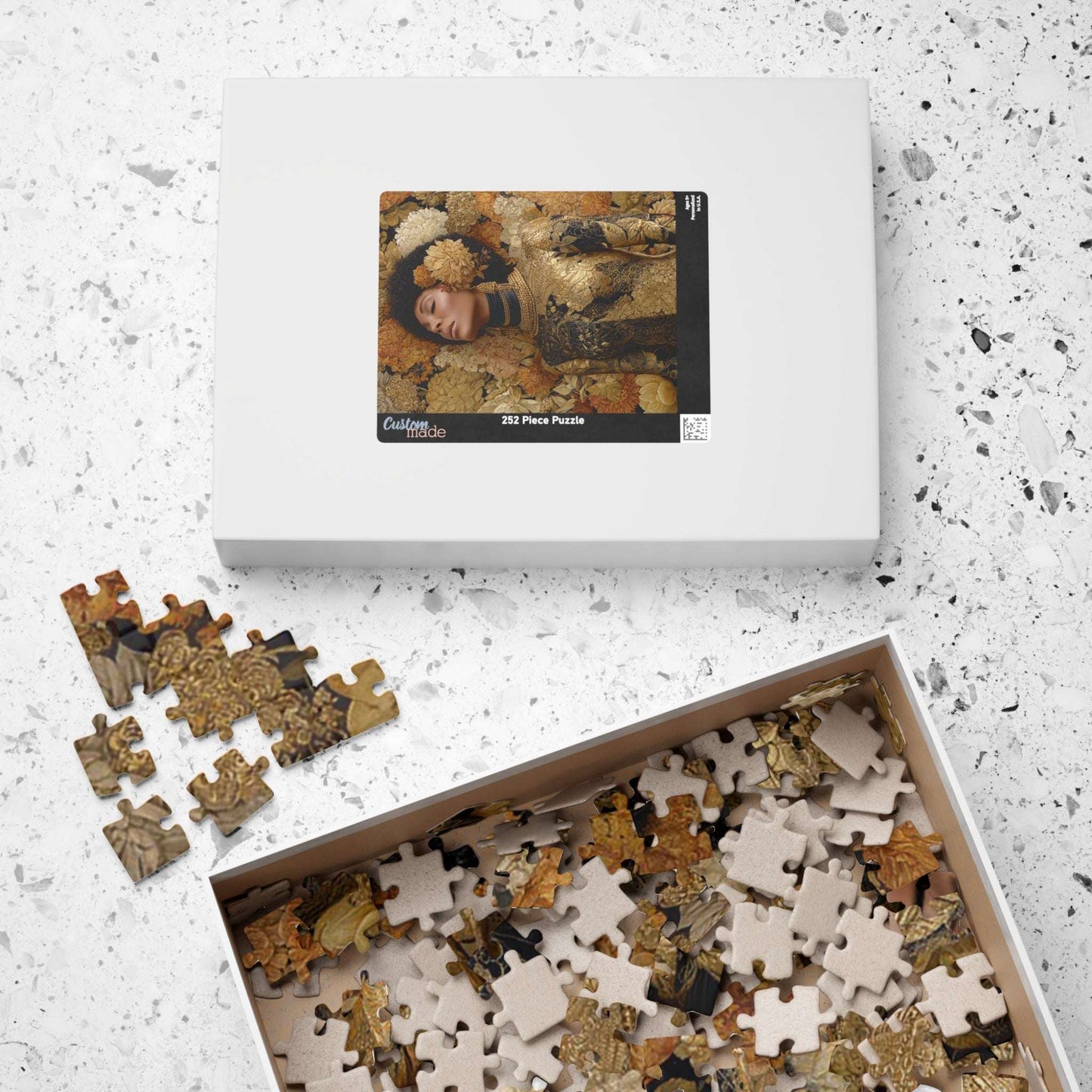 Melanin Majesty Afrocentric Art Jigsaw Puzzle - Black Woman Beauty with Natural Hair and Floral Patterns Puzzle The Puzzle Chest