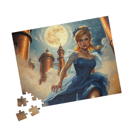 Cinderella at Midnight Jigsaw Puzzle, Whimsical Steampunk Puzzle, Vintage Fantasy Princess Puzzle, Dreamy Steampunk Art Print Gift for Adult 110 pcs (Horizontal) Puzzle The Puzzle Chest
