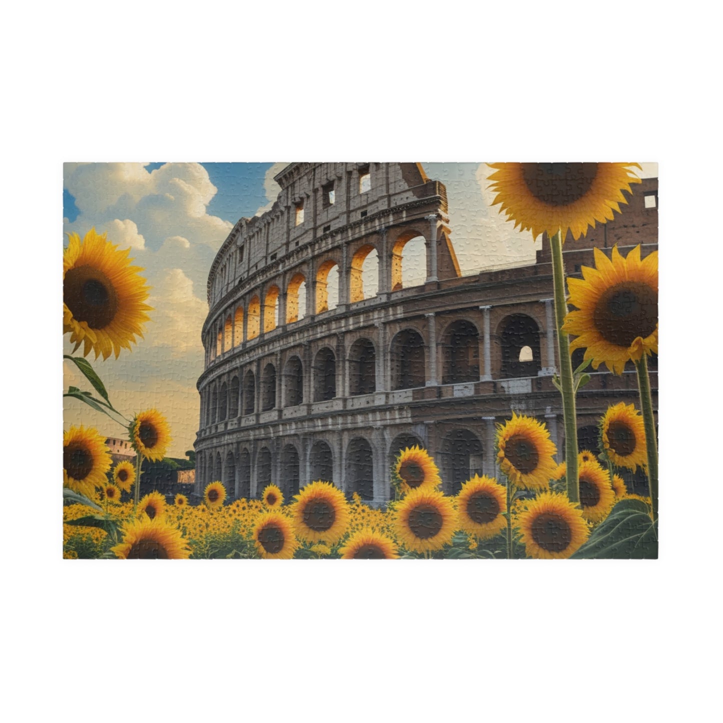 Jigsaw Puzzle, Ancient Colosseum and Sunflowers, 110 252 520 1014-Piece, Rome Italy, Creative Activity, Fun Family Game, Gift for Travelers 1014 pcs (Horizontal) Puzzle The Puzzle Chest