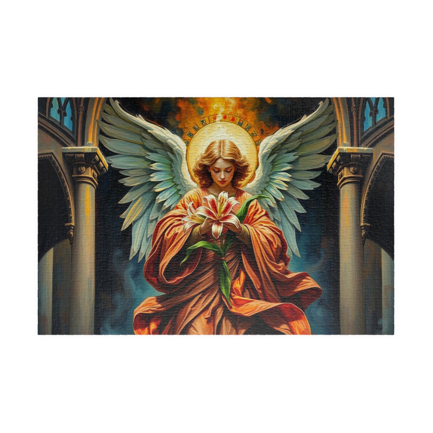 Divine Messenger Jigsaw Puzzle, Angel Artwork, Gothic Art Print, Elegant Puzzle for Adults, Holiday Birthday Gift for Friend Indoor Activity 1014 pcs (Horizontal) Puzzle The Puzzle Chest