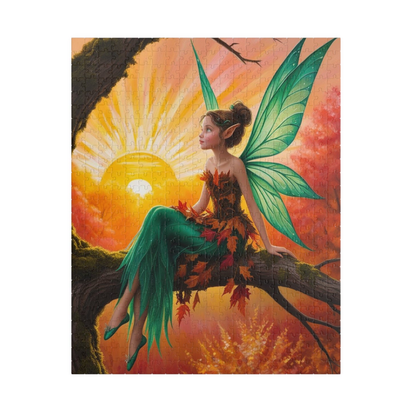 Fairy Jigsaw Puzzle, Mystical Woodland Fairy Sunrise Scene, Ideal for Solo Fun or Family Activity, Fantasy Lover Holiday Birthday Gift for Friends 520 pcs (Vertical) Puzzle The Puzzle Chest
