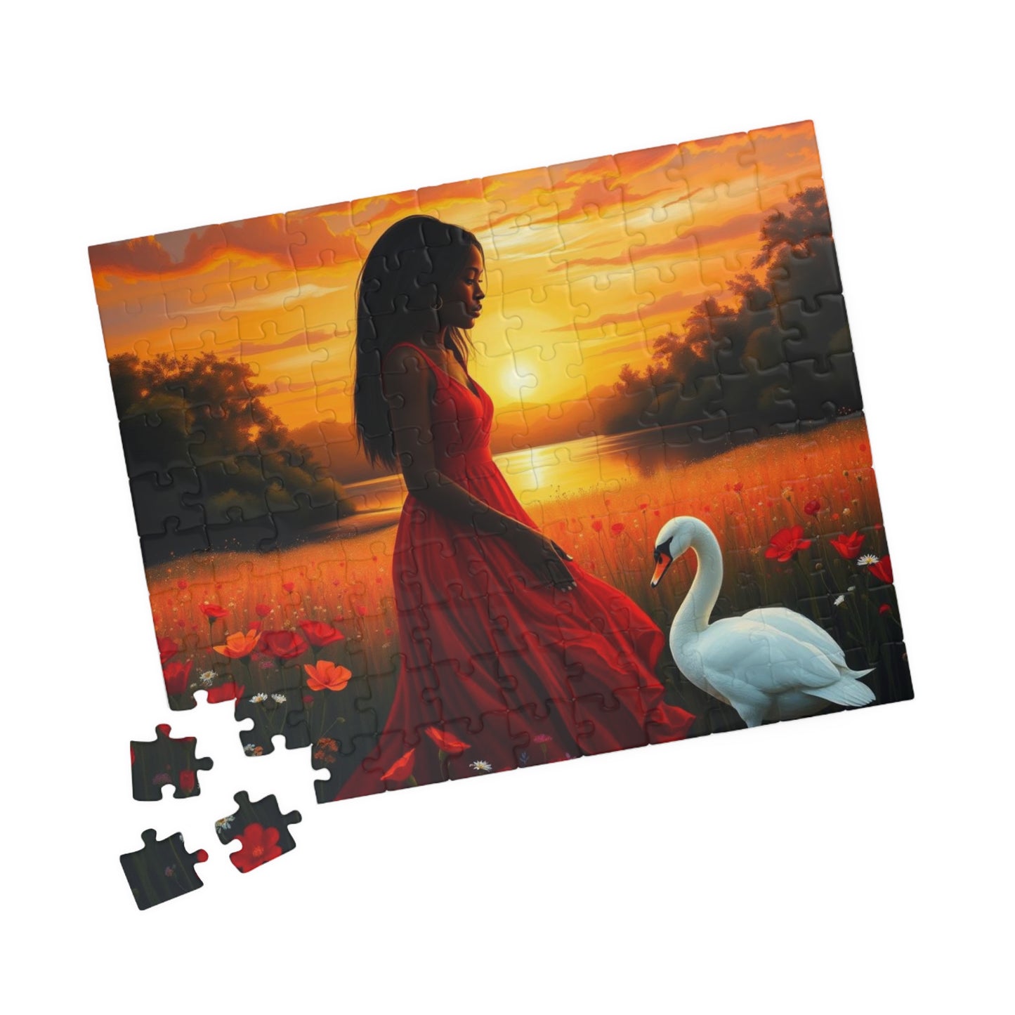 Serene Sunset Puzzle - Black Woman Art Jigsaw Game, Creative Activity, Nature Enthusiast Gift for Friend, Family Fun, Mindful Activity Puzzle The Puzzle Chest