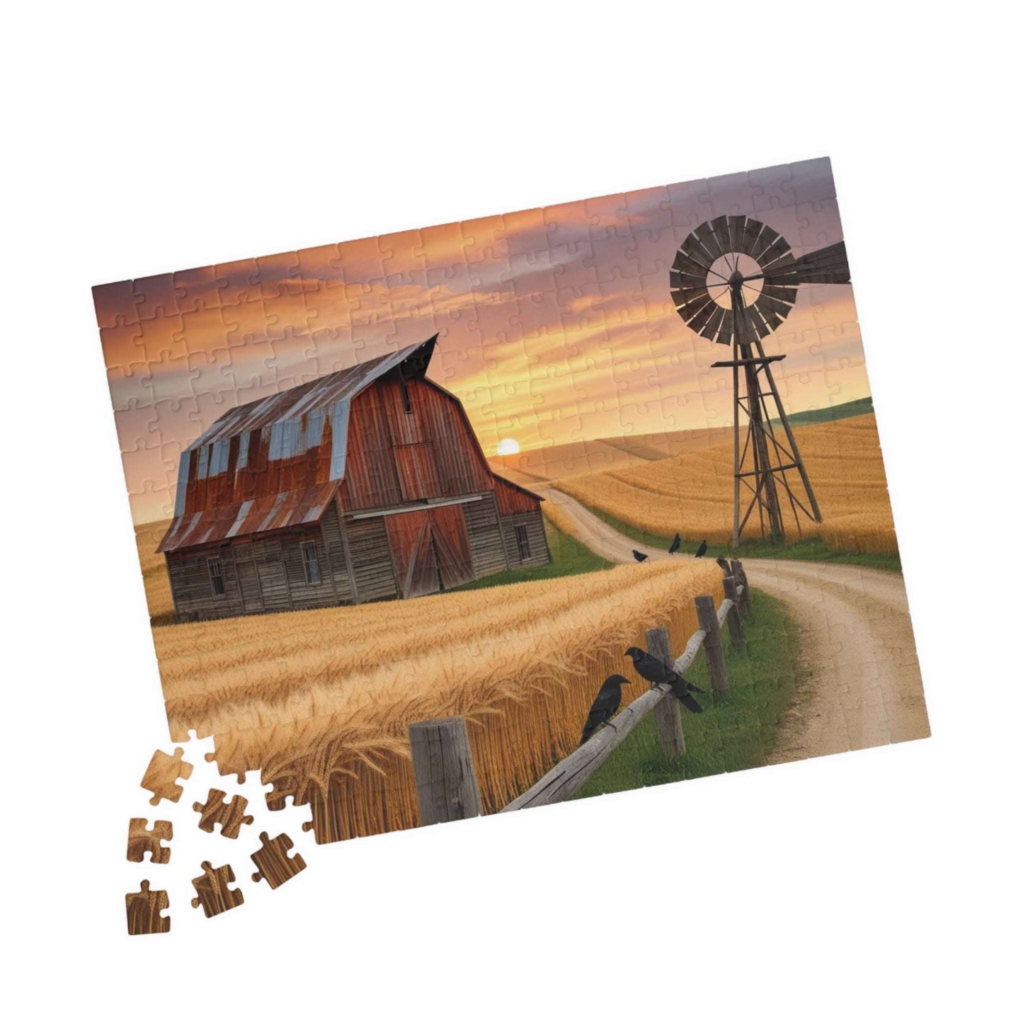 Rustic Farmhouse Puzzle, 110-1014 Piece Fall Landscape Jigsaw Game, Cozy Autumn Home Decor, Family Fun Activity Puzzle The Puzzle Chest