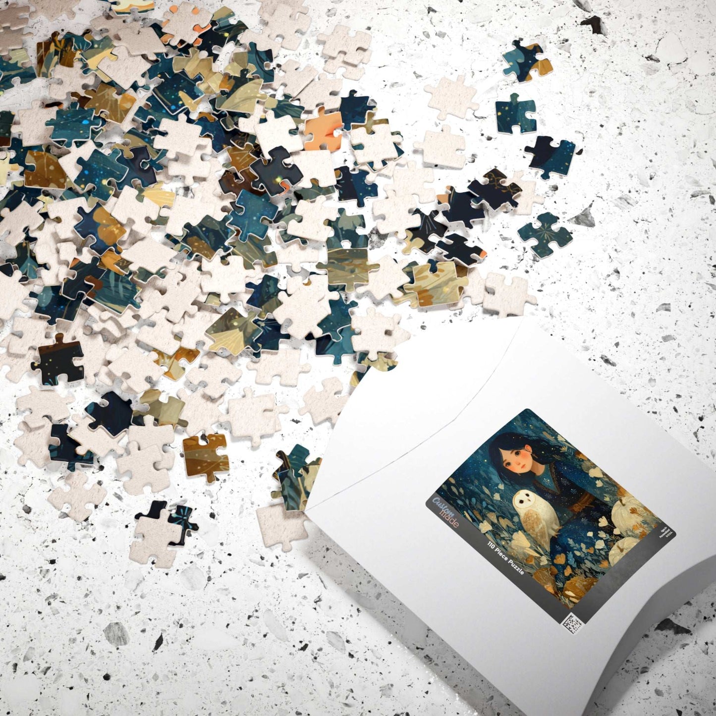 Twilight Pumpkin Grove Fairy-Tale Puzzle - Dark Haired Girl and Wise Owl, Nature Lovers Gift, Family Activity, Home Entertainment Puzzle The Puzzle Chest