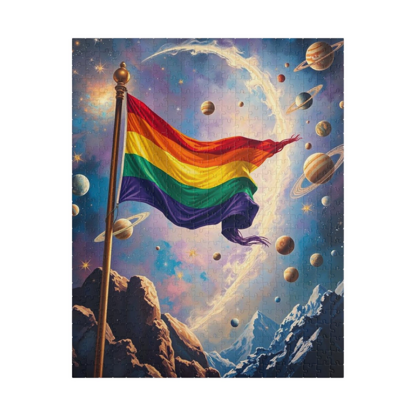 Space Pride Flag Jigsaw Puzzle - 110-1014 Piece LGBTQ+ Gift, Puzzle Enthusiast, Fun Family Activity, Colorful Decor, Inclusive Hobby