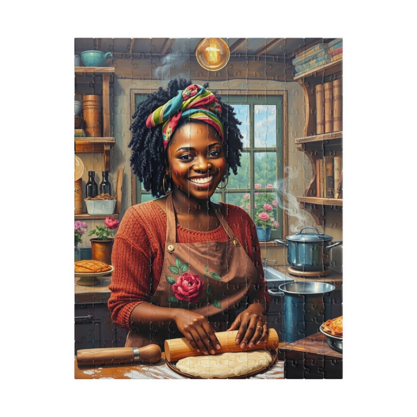 Cozy Baking Puzzle - African American Woman Cooking 110-1014 Piece, Perfect for Family Game Night, Gift for Bakers, Creative Hobby, Solo Fun 252 pcs (Vertical) Puzzle The Puzzle Chest