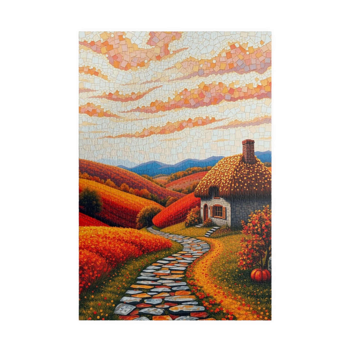 Autumn Landscape Mosaic Puzzle, Cozy Fall Home Decor, Gift for Puzzle Lovers and Art Enthusiast, Family Activity, 1014- Piece Jigsaw 1014 pcs (Vertical) Puzzle The Puzzle Chest