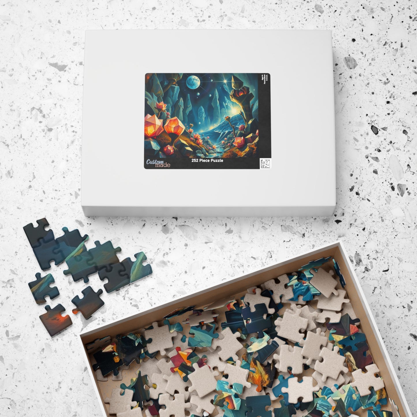 Surreal Biome Jigsaw Puzzle, Luminescent Flora and Geometric Shapes, Brain Teaser, Home Activity, Fantasy Gift Idea for Puzzle Lover, Friend Puzzle The Puzzle Chest