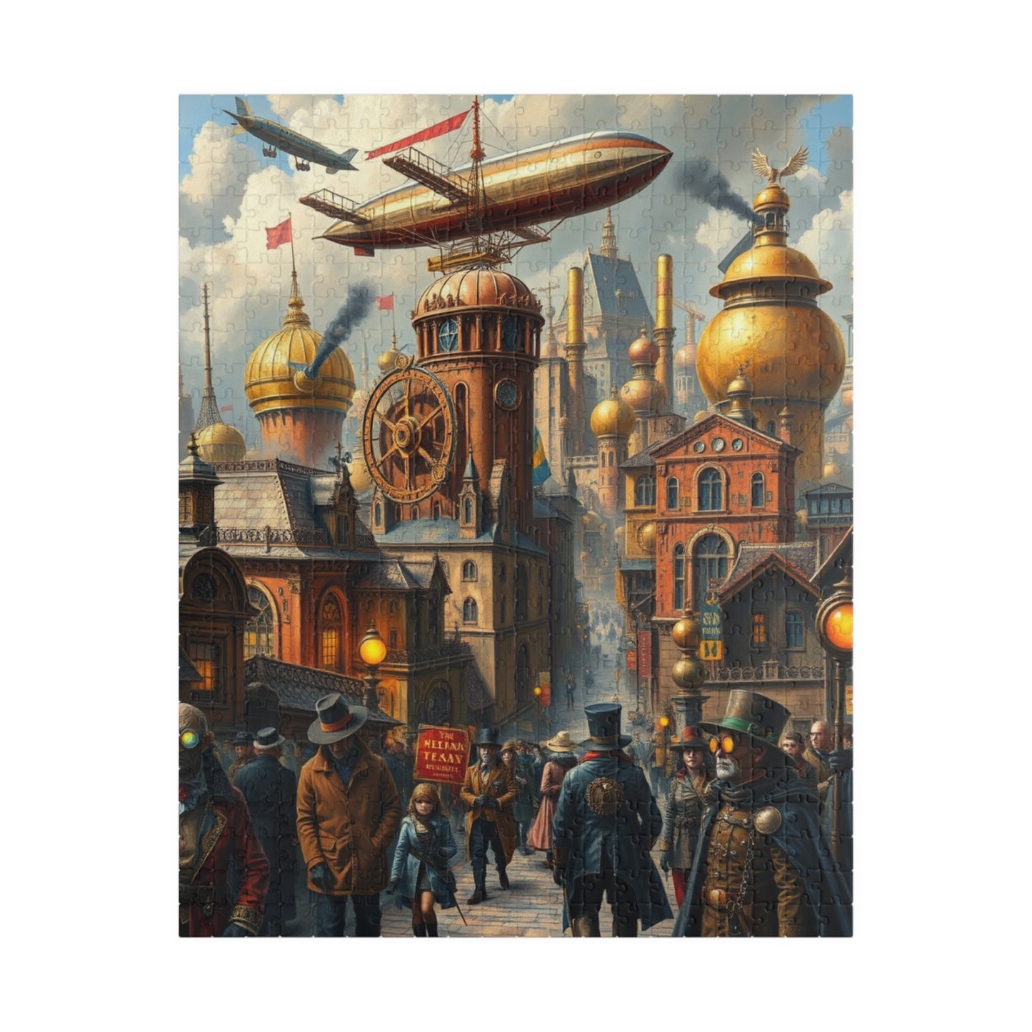 Steampunk Cityscape Puzzle, Unique Jigsaw Game for Adults, 110/252/520/1014-piece, Perfect Gift for Puzzle Lovers, Family or Solo Fun, Hobby 520 pcs (Vertical) Puzzle The Puzzle Chest