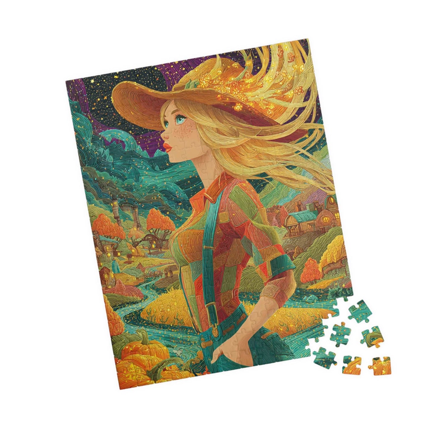 2040s Autumn Cowgirl Jigsaw Puzzle - Surreal Dreamscape, Ideal for Family Activity, Holiday Gift, Halloween Thanksgiving, Home Entertainment 252 pcs (Vertical) Puzzle The Puzzle Chest