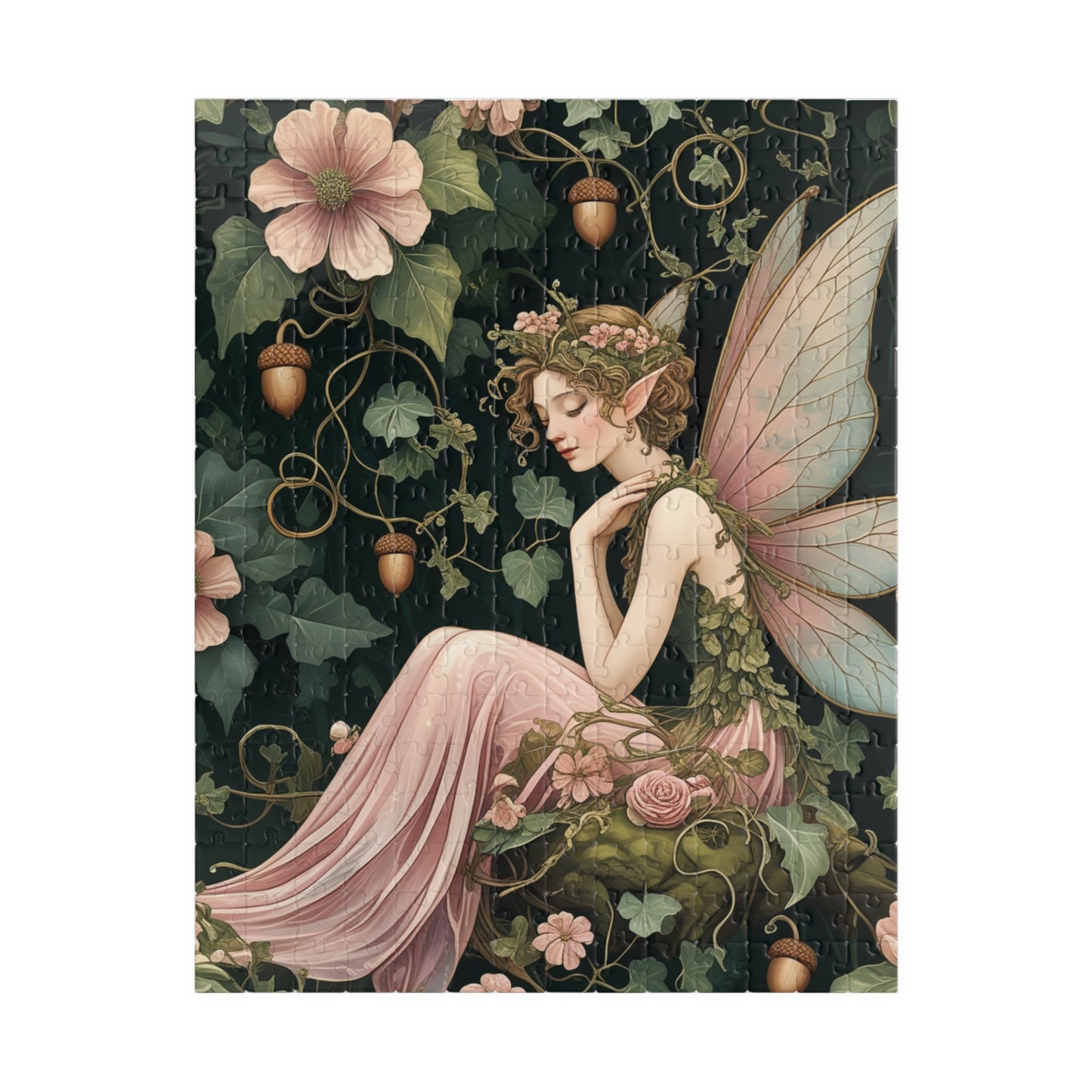 Whimsical Fairy Jigsaw Puzzle, Floral Flower Vintage Design, Mythical Creature Tabletop Family Activity Game, Fantasy Art Lover Gift, Hobby 252 pcs (Vertical) Puzzle The Puzzle Chest