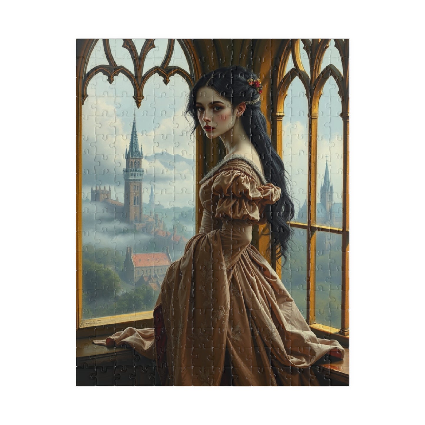 Elegant Medieval Princess Puzzle - Enchanting Castle View Scene, 110-1014 pieces, Perfect Gift for Puzzle Lovers, Cozy Evenings, Relaxation 252 pcs (Vertical) Puzzle The Puzzle Chest